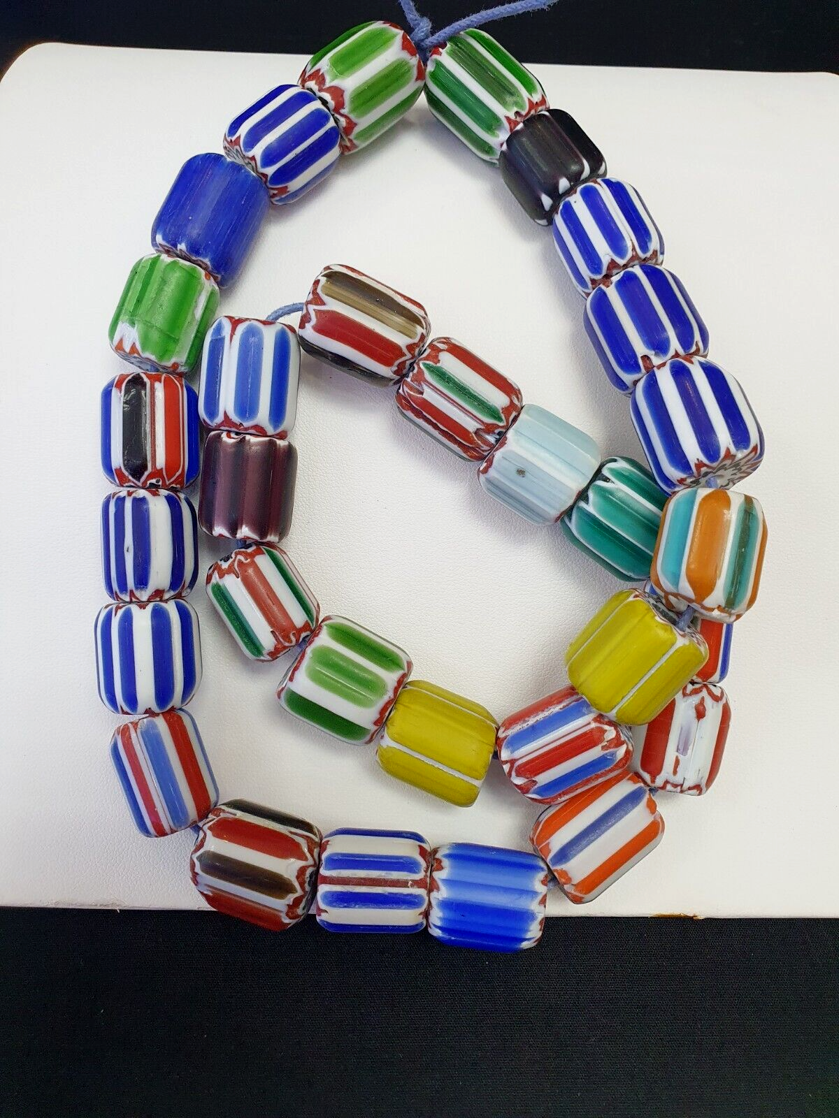 Vintage Venetian Trade beads African Glass Chevron Beads Long Strand 35 BEADS