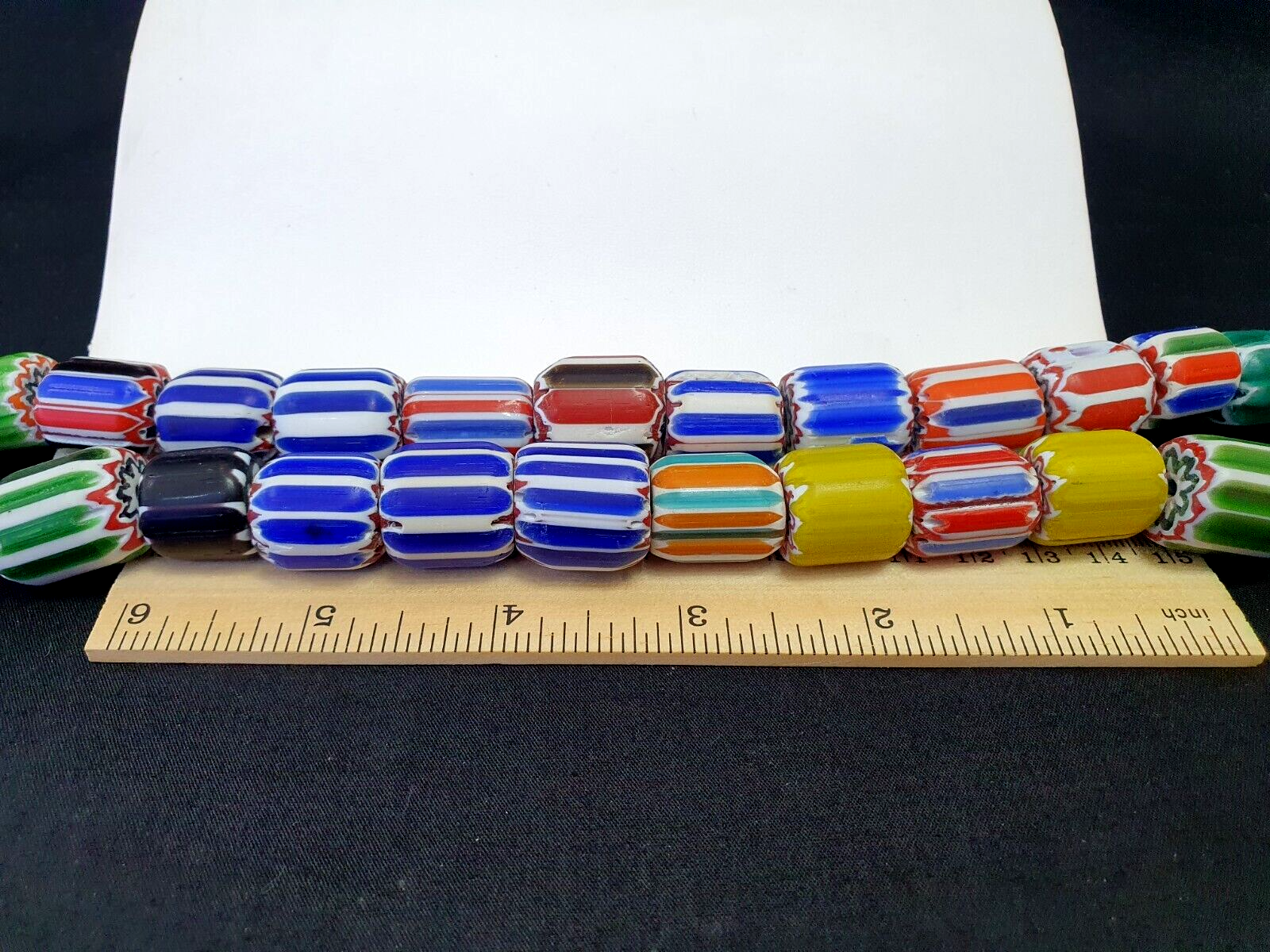 Vintage Venetian Trade beads African Glass Chevron Beads Long Strand 35 BEADS