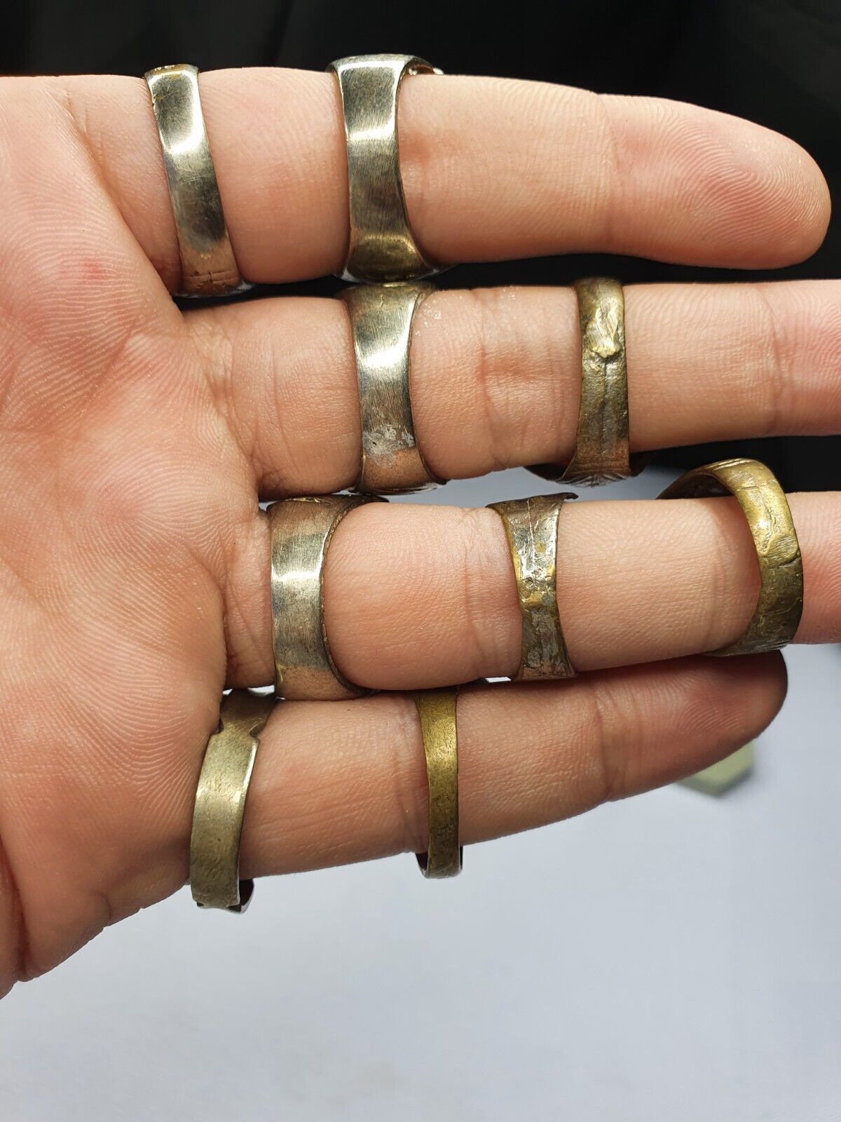 FEINE ANTIKE 9 Stück GOLD SILBER Messing Bronze alte ACHAT Karneol Stein RINGE