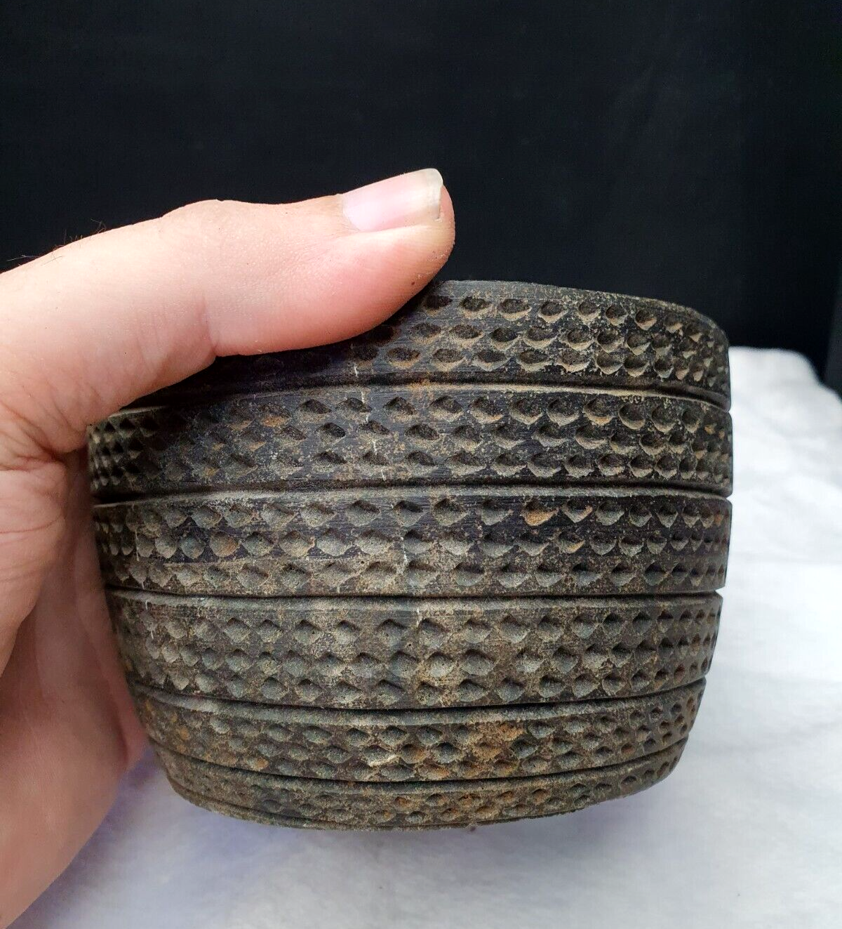 Ancient Bactrian Greek BC. Chlorite Stone Cup Goblet Bactria Carved 8.5"x12"