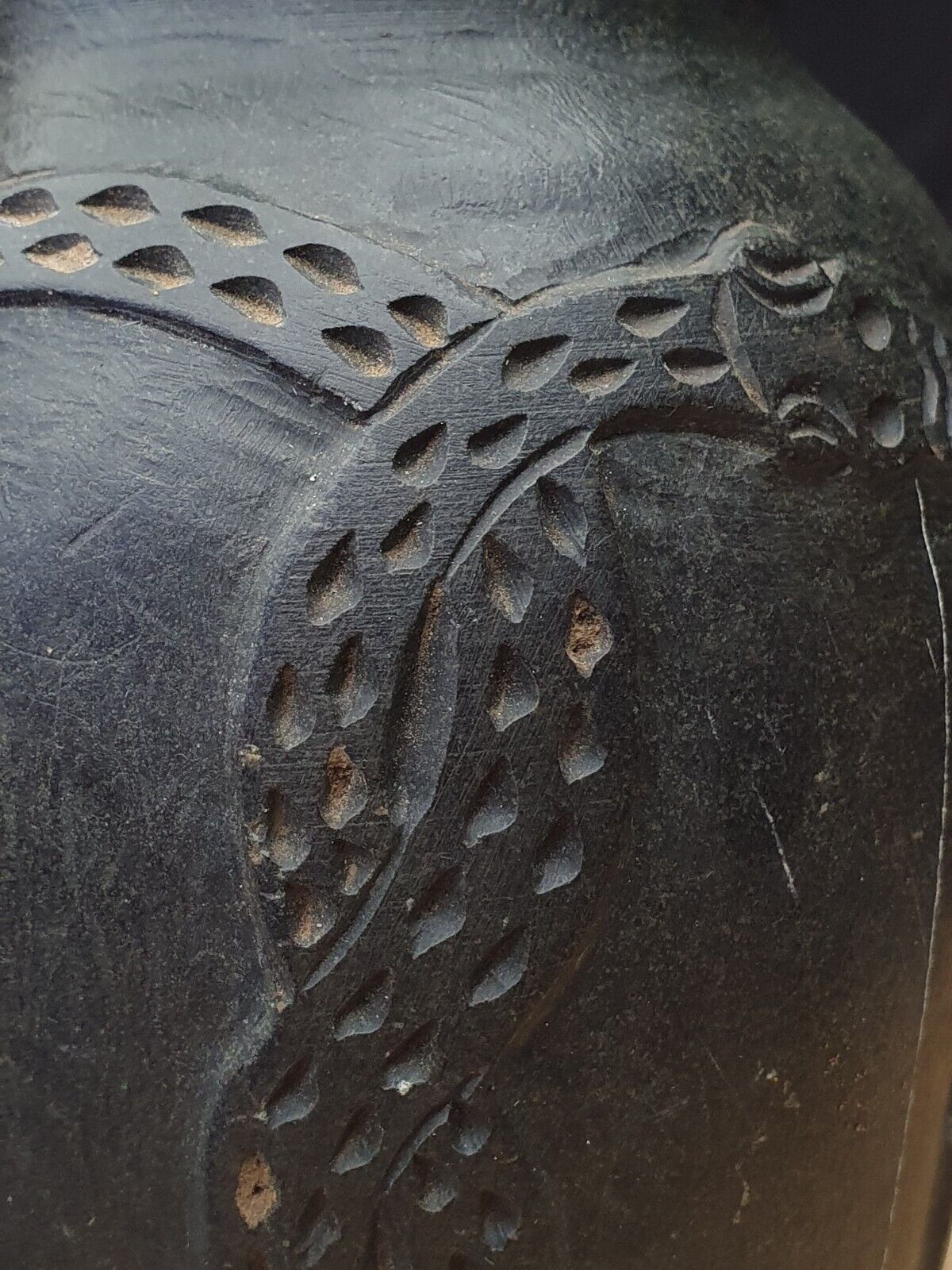 Ancient Old Near Eastern Mesopotamia Chlorite Stone Vase with Mystical Engraving
