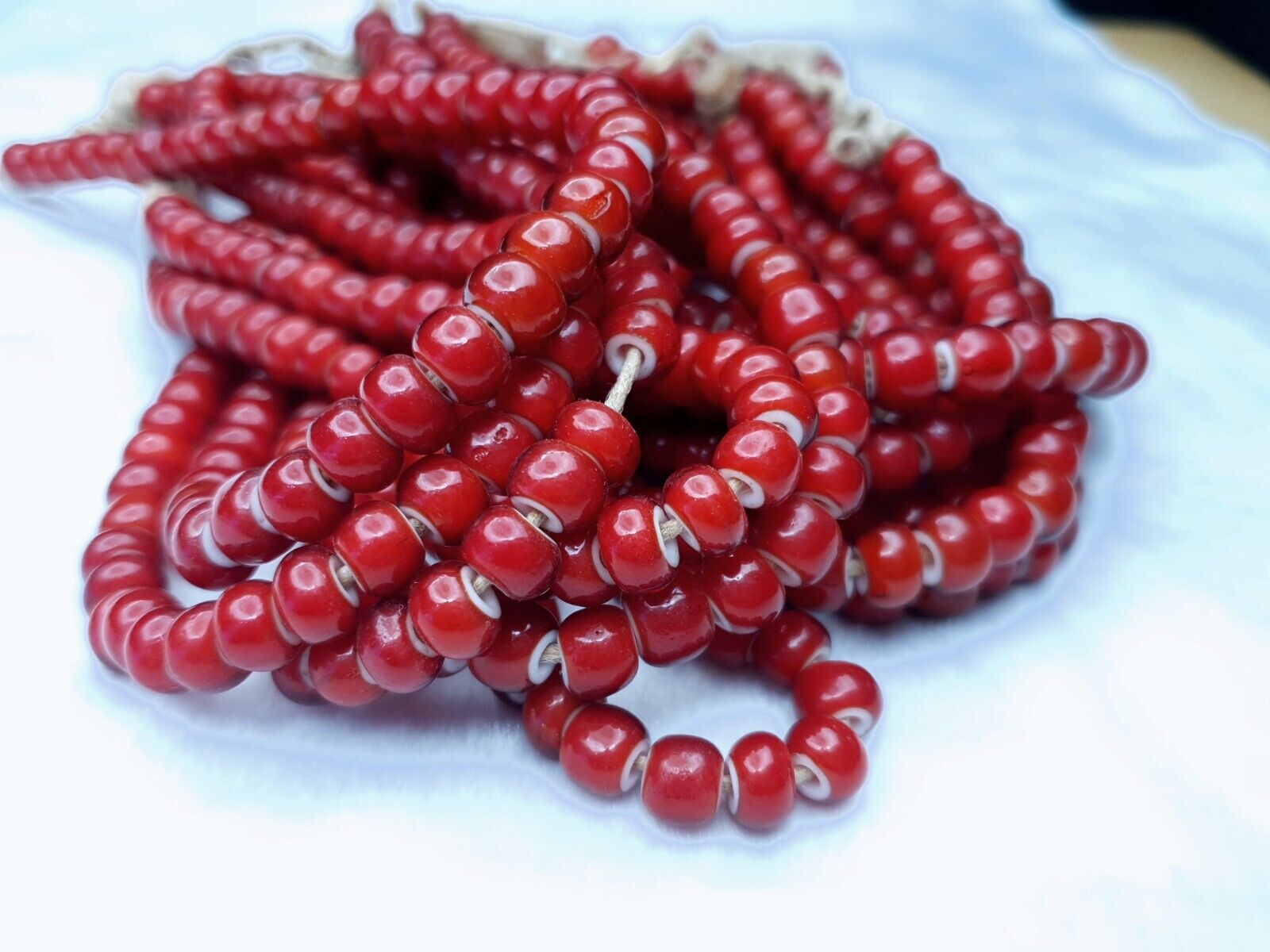 8-8.5mm Antique Venetian White Heart Trade Beads