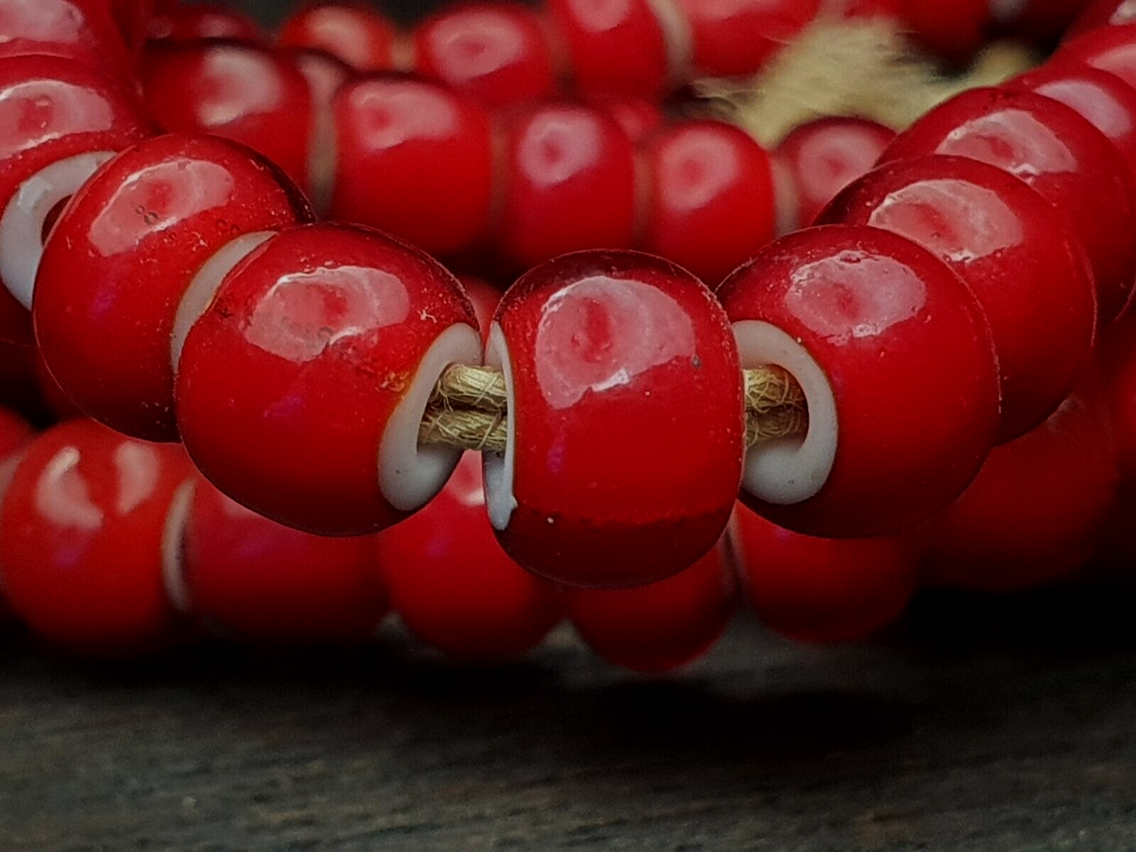 8-8.5mm Antique Venetian White Heart Trade Beads