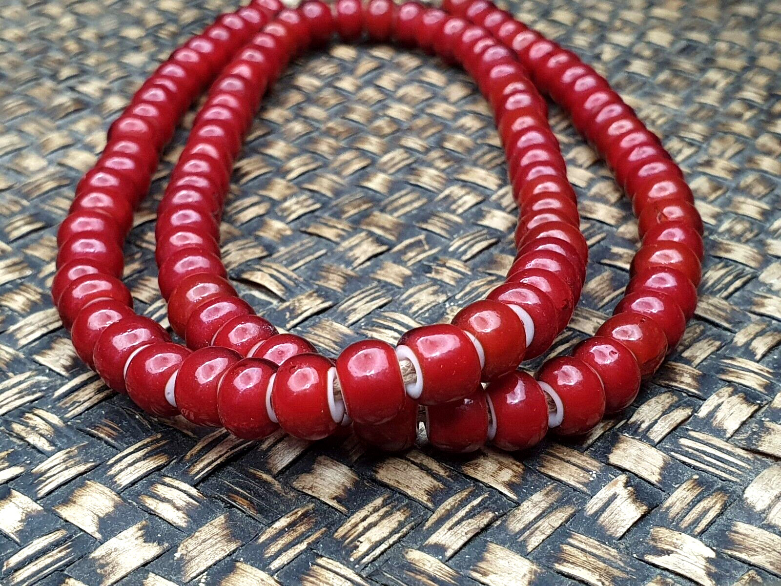 8-8.5mm Antique Venetian White Heart Trade Beads