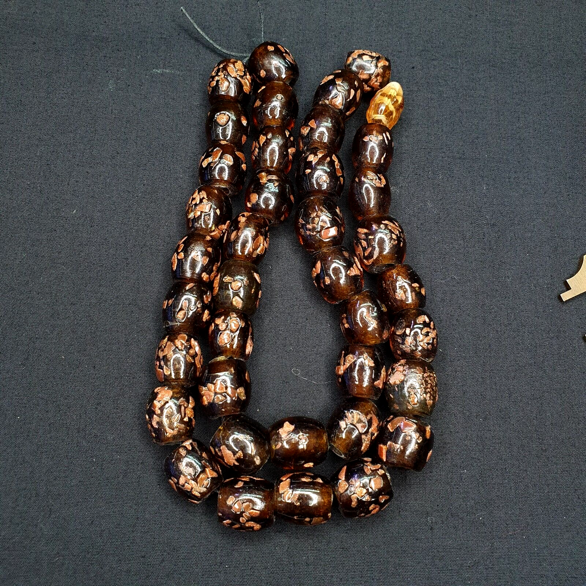 Vintage Glass Beads Aventurine Brown Fancy Trade Beads 15x15MM