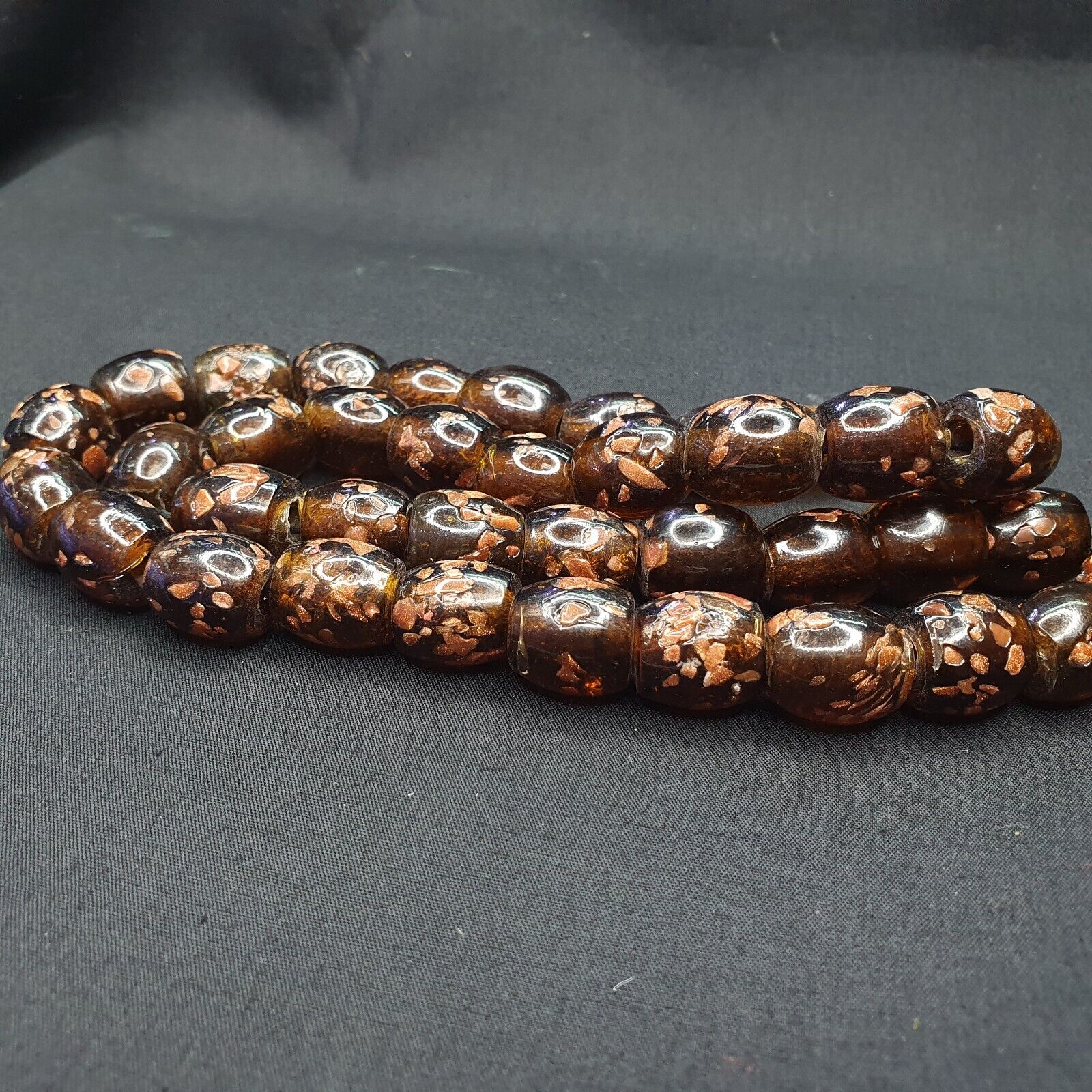 Vintage glass beads aventurine BROWN fancy trade Beads 15x15MM