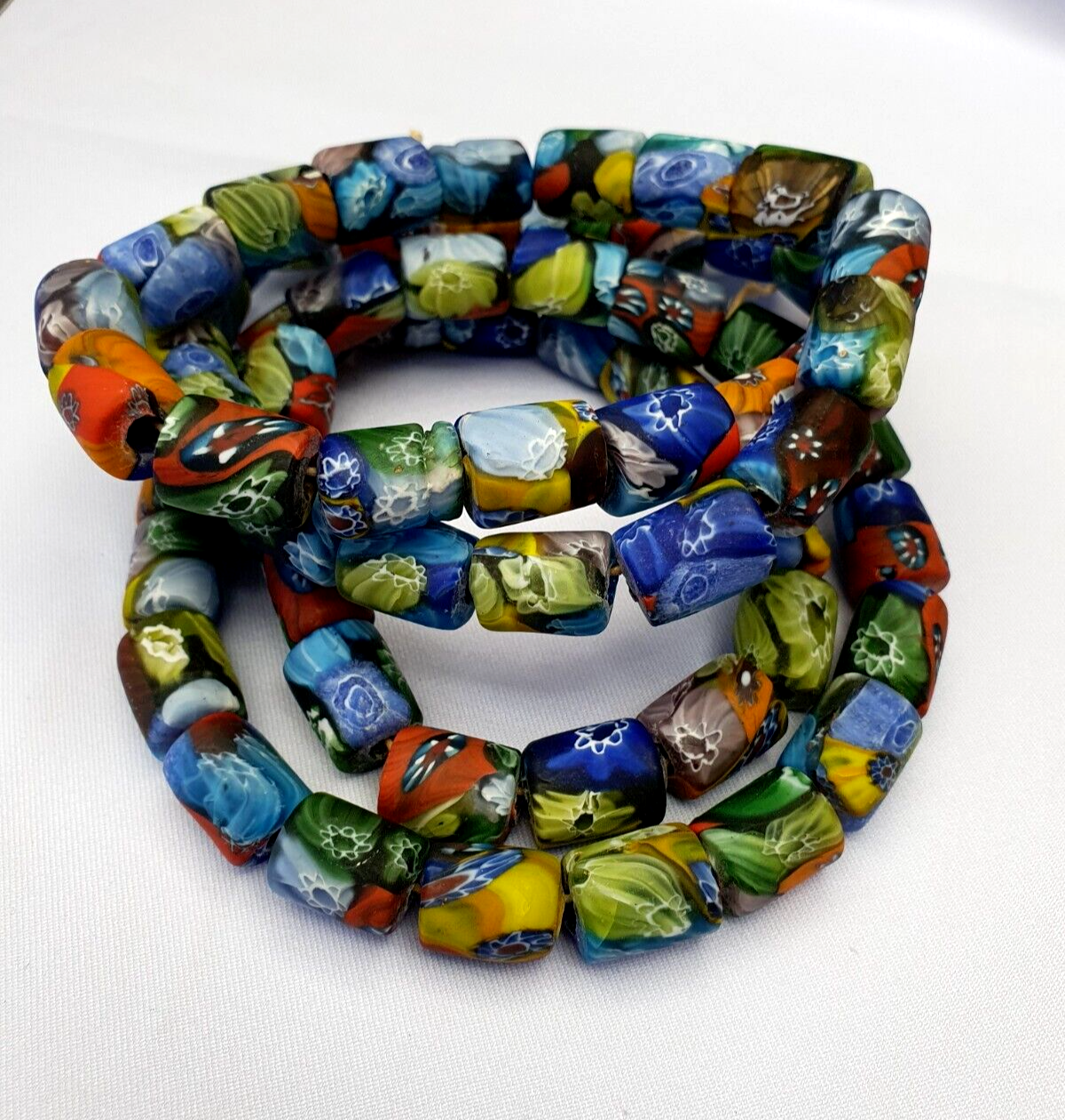 vintage Venerano trade Beads Beaded Necklace Long Strand 17x14mm