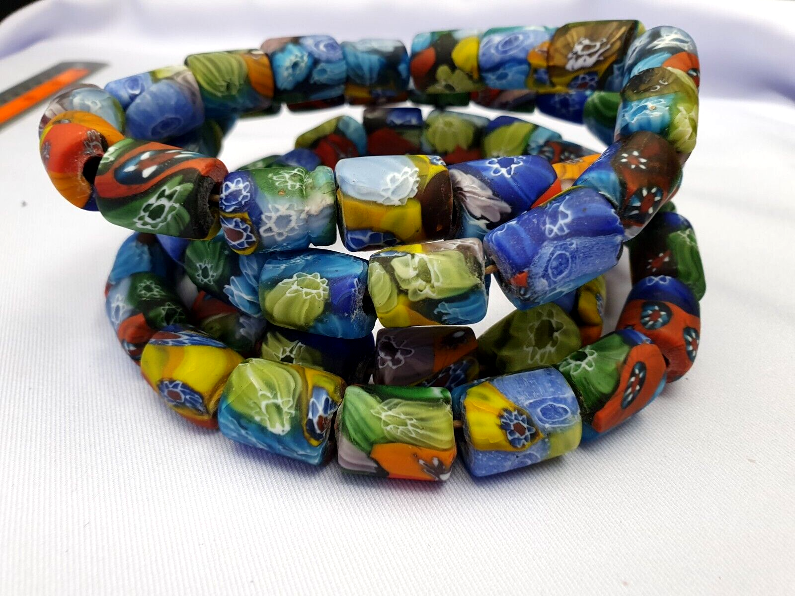 vintage Venerano trade Beads Beaded Necklace Long Strand 17x14mm