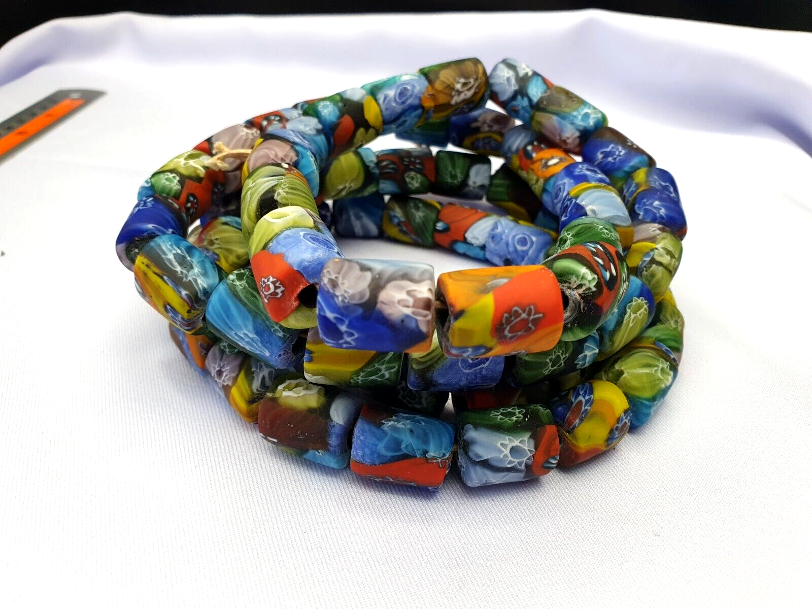 vintage Venerano trade Beads Beaded Necklace Long Strand 17x14mm