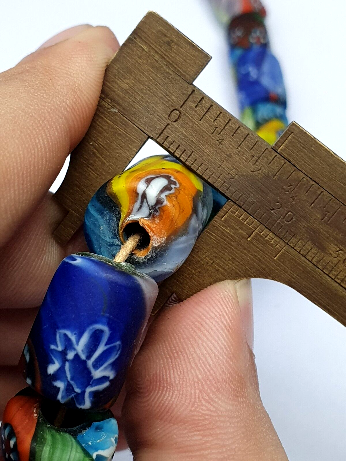 vintage Venerano trade Beads Beaded Necklace Long Strand 17x14mm