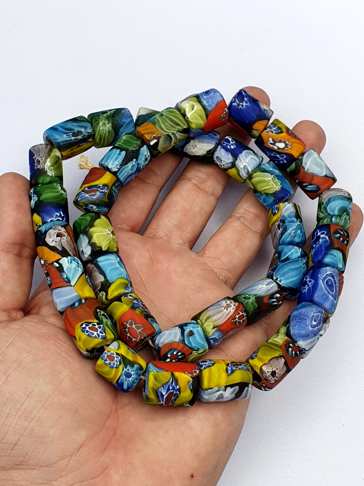 vintage Venerano trade Beads Beaded Necklace Long Strand 17x14mm