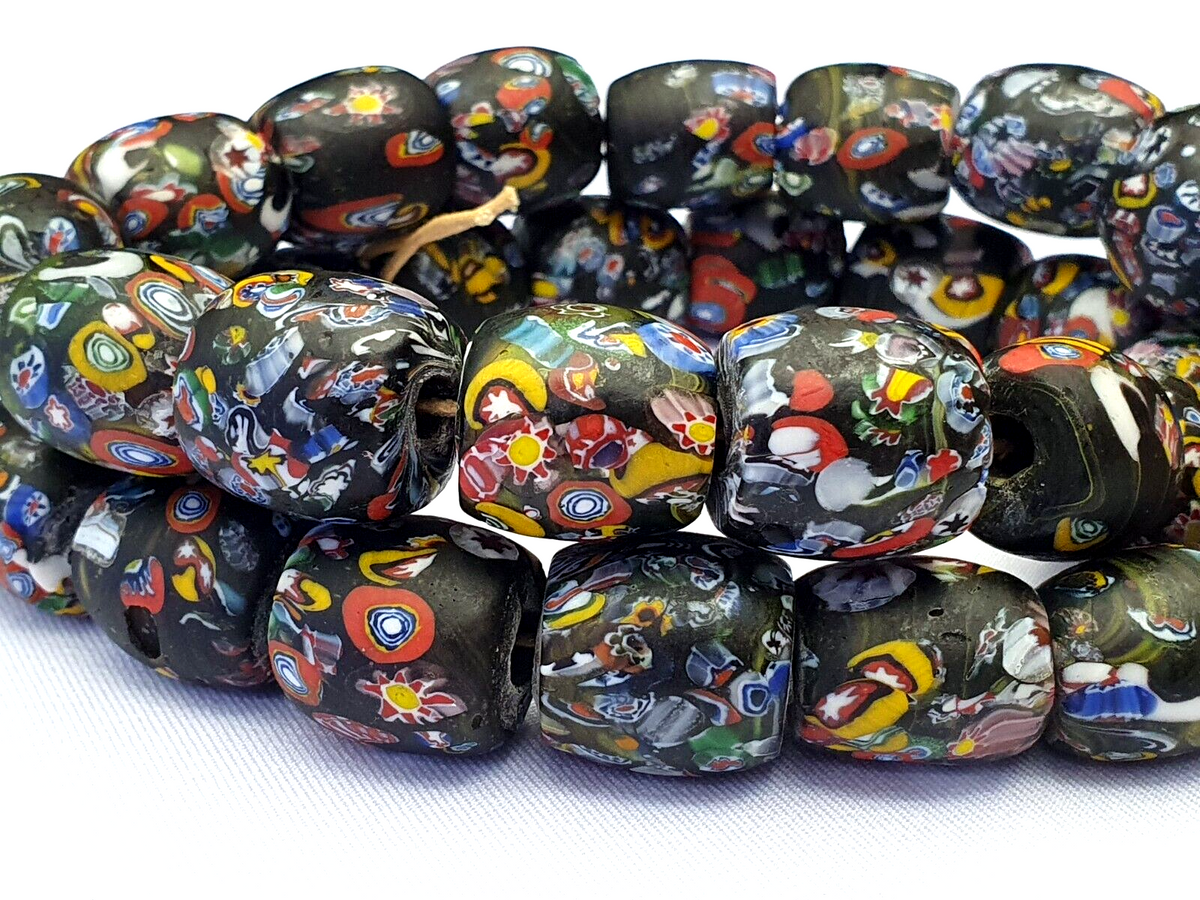 Art Deco Venerano Moretti Millefiori Mosaic Glass Beads Big And Heavy Beads
