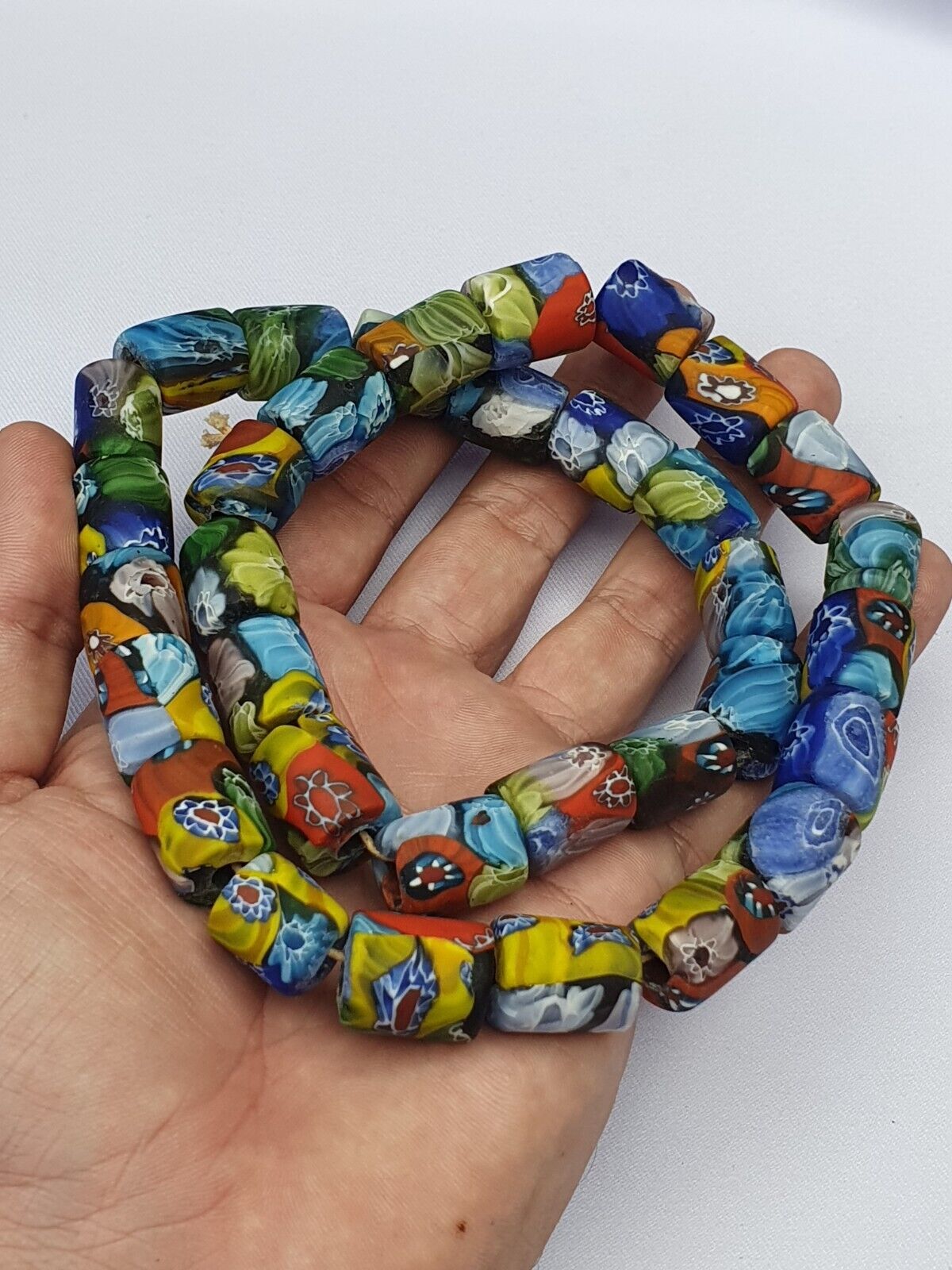 vintage Venerano trade Beads Beaded Necklace Long Strand 17x14mm