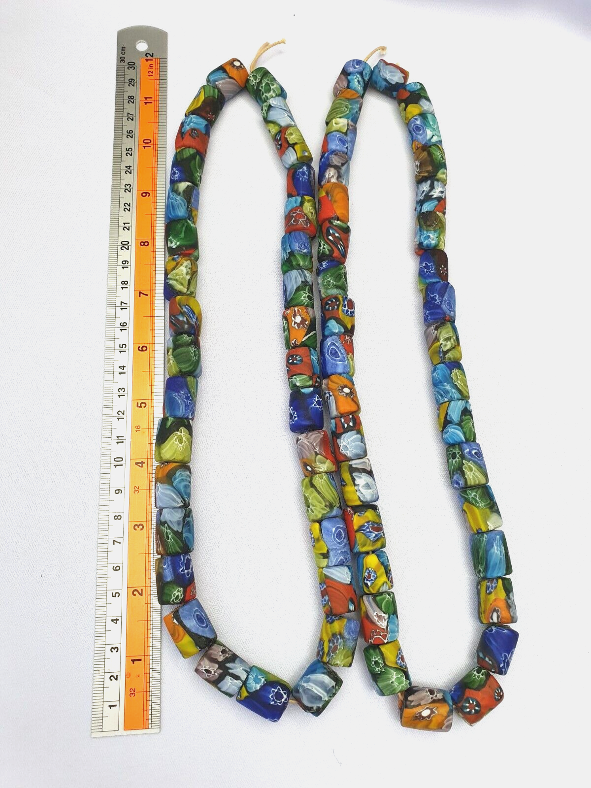 vintage Venerano trade Beads Beaded Necklace Long Strand 17x14mm
