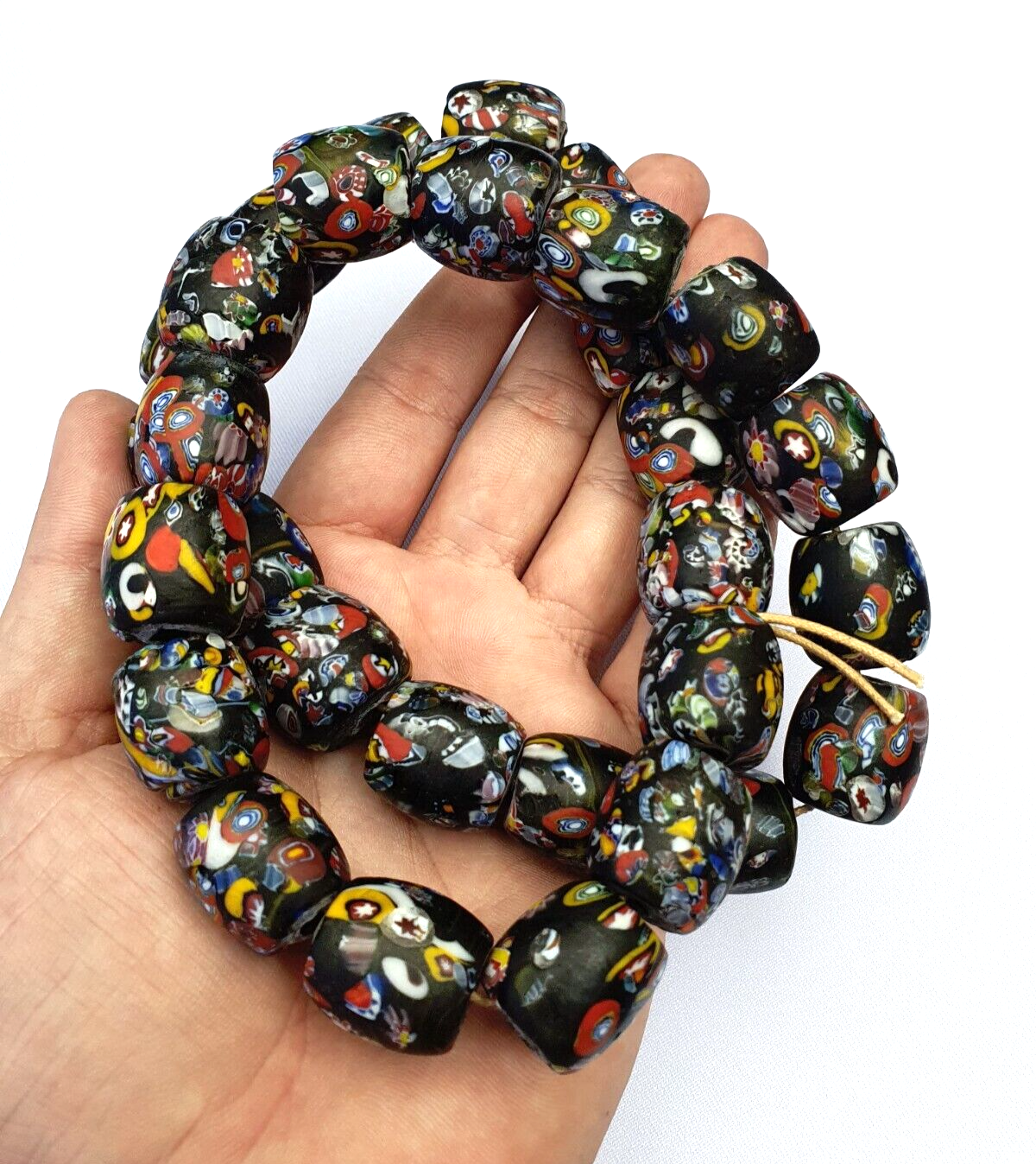 Art Deco Venerano Moretti Millefiori Mosaic Glass Beads Big And Heavy Beads
