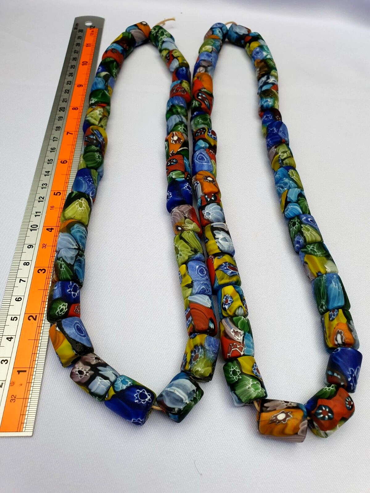 vintage Venerano trade Beads Beaded Necklace Long Strand 17x14mm