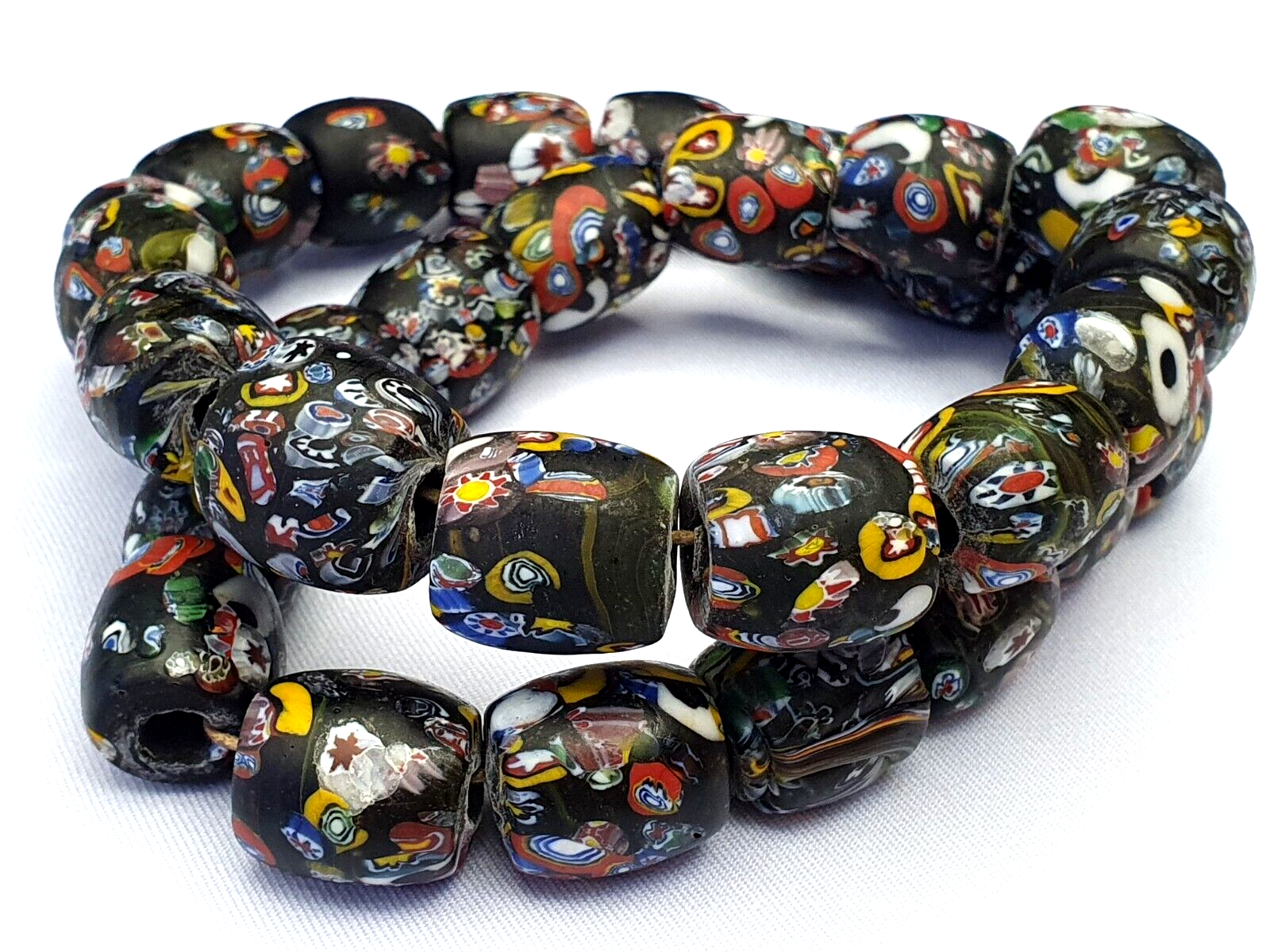 Art Deco Venerano Moretti Millefiori Mosaic Glass Beads Big And Heavy Beads