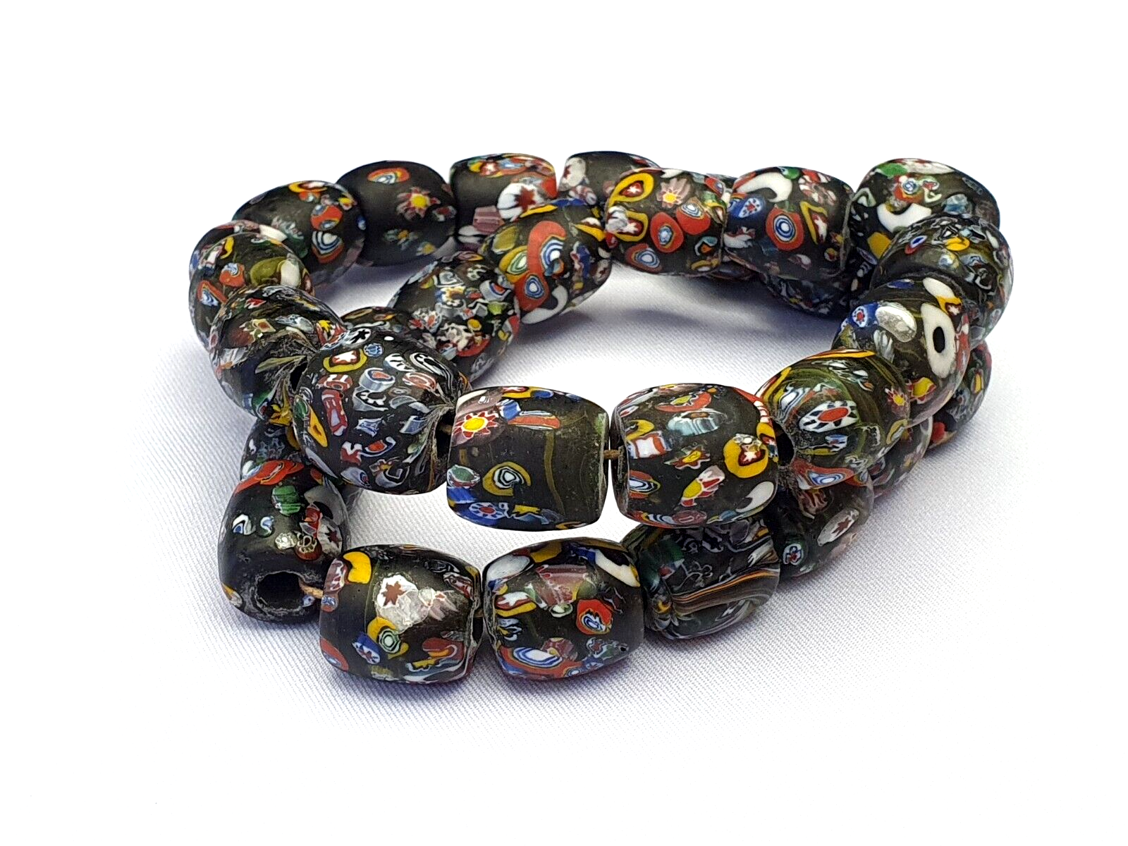 Art Deco Venerano Moretti Millefiori Mosaic Glass Beads Big And Heavy Beads