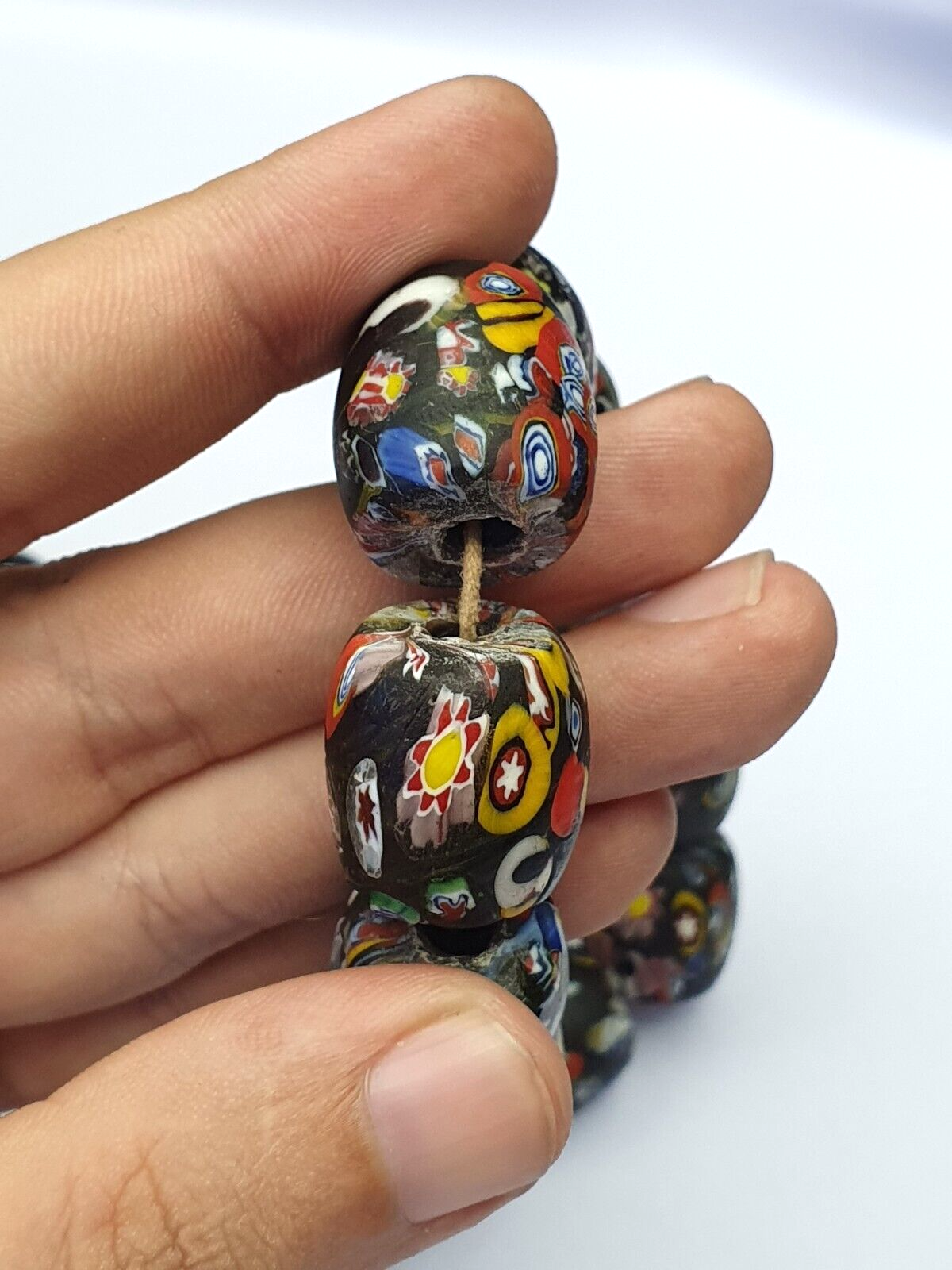 Art Deco Venerano Moretti Millefiori Mosaic Glass Beads Big And Heavy Beads