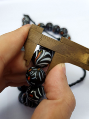 East Oasis Vintage Zebra Traded Glass Beads Beaded Long Necklace, Multicolour Full Strand