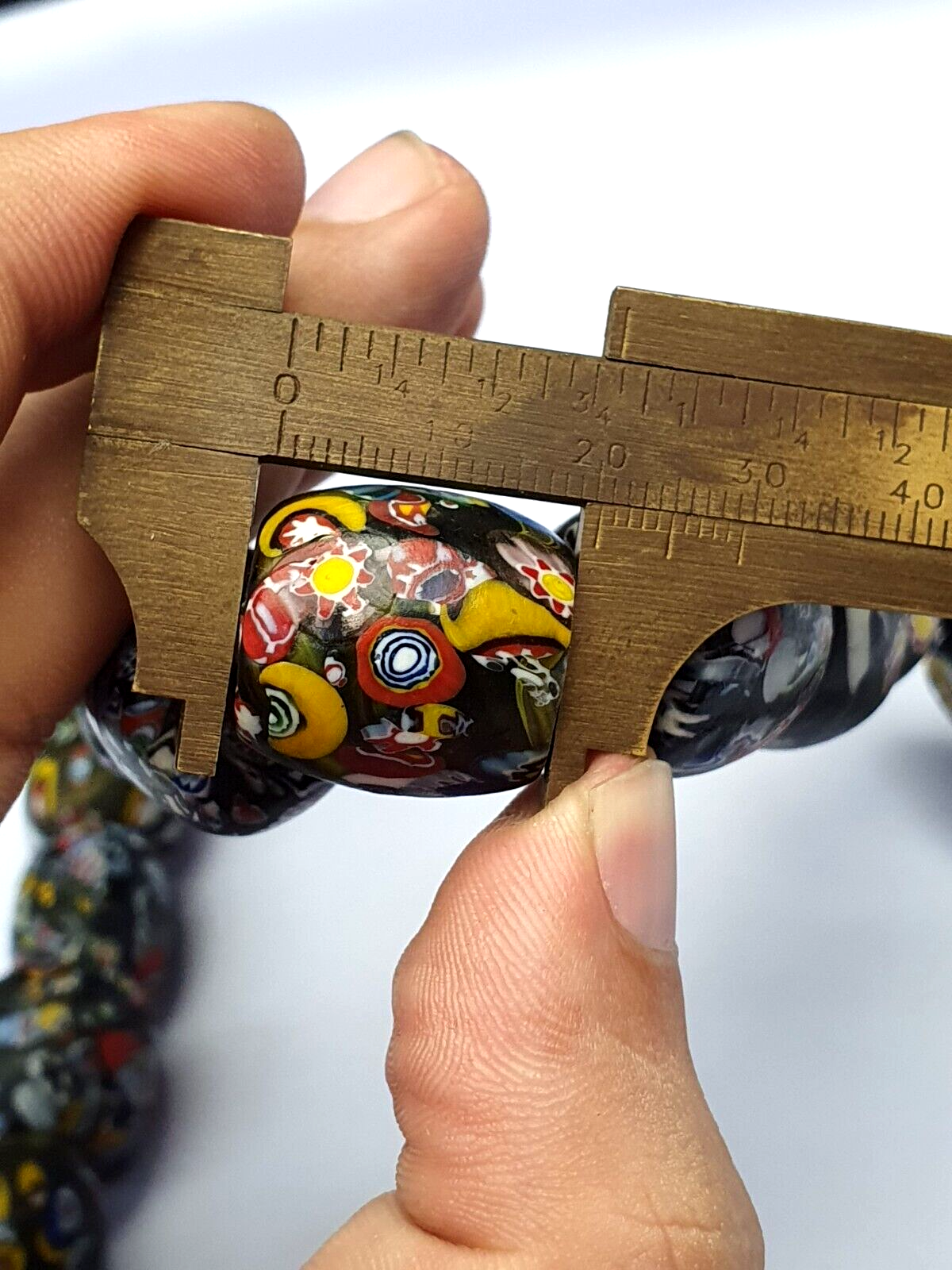 Art Deco Venerano Moretti Millefiori Mosaic Glass Beads Big And Heavy Beads