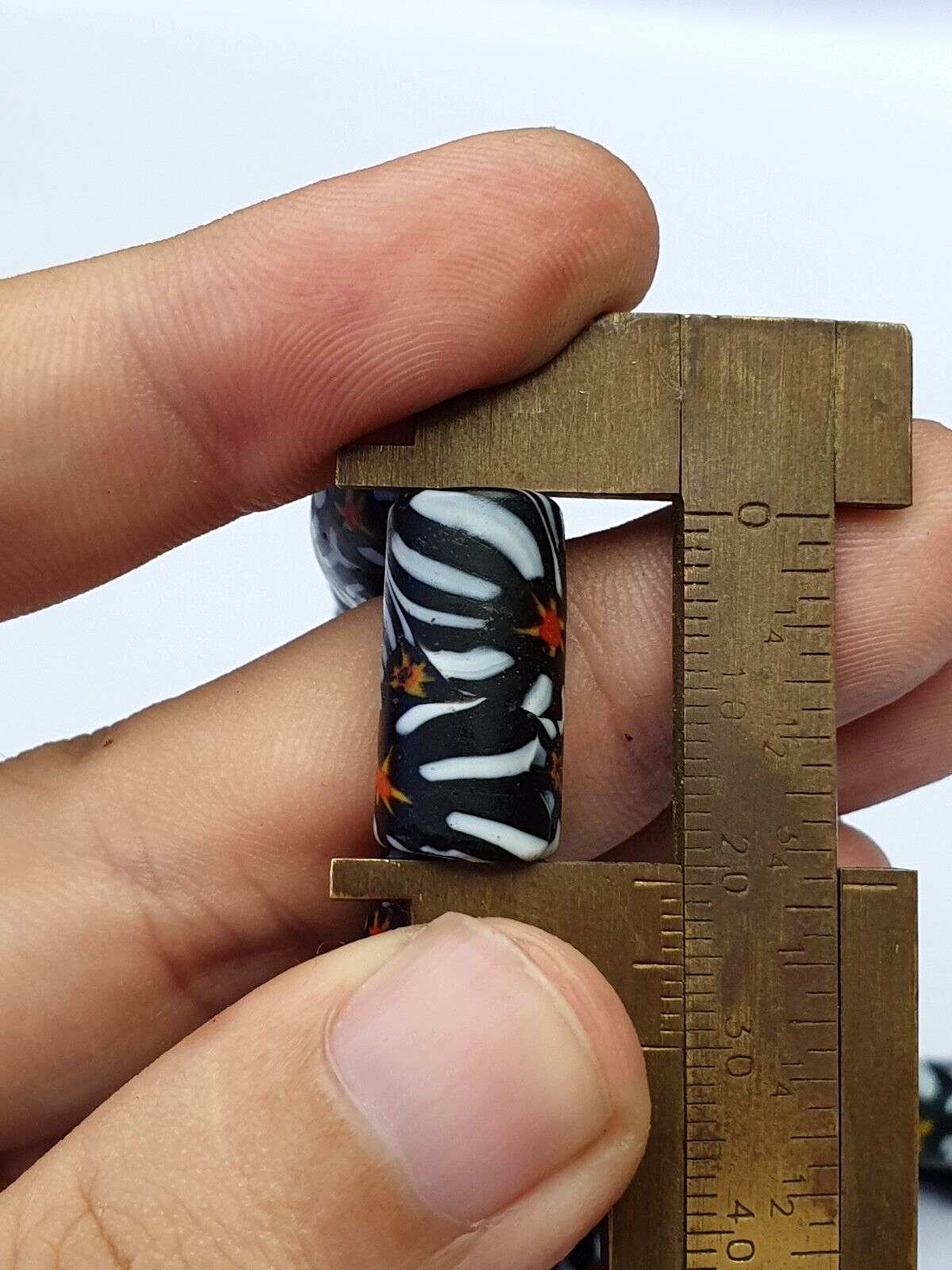 Vintage Zebra Traded glass Beads / Beaded long Necklace