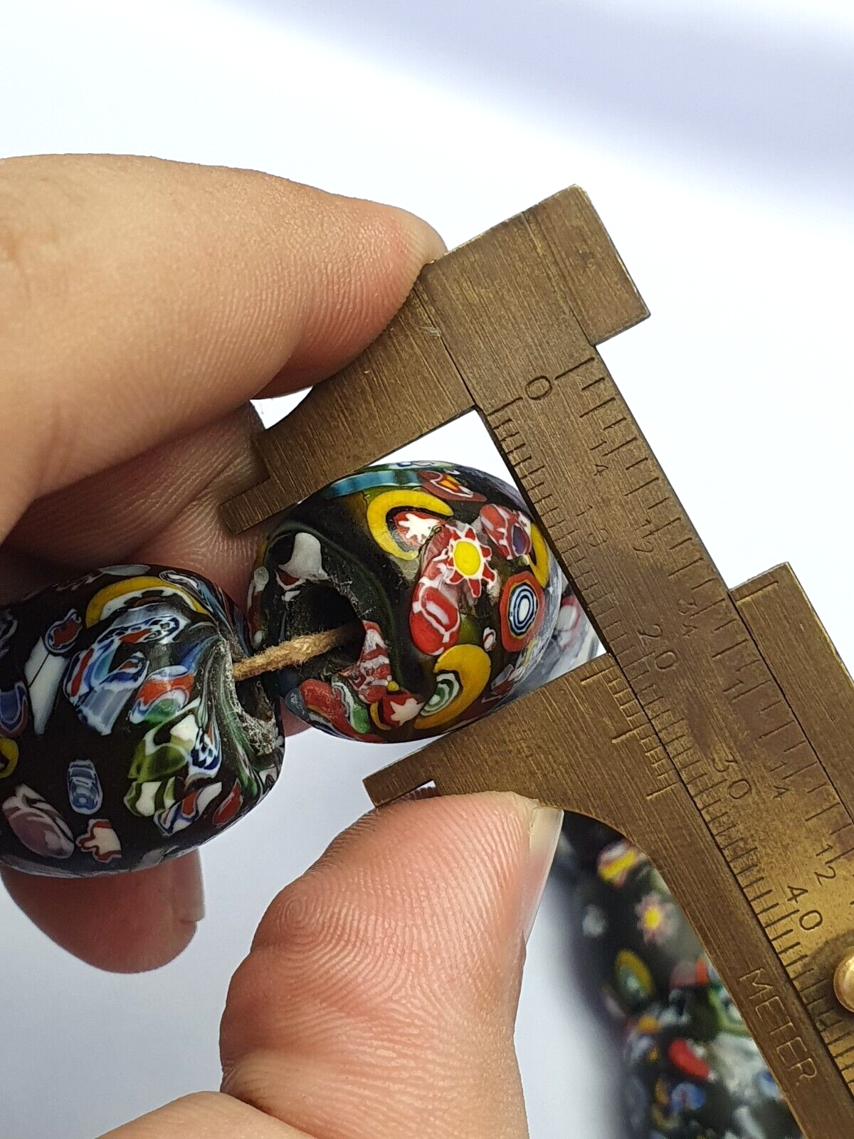 Art Deco Venerano Moretti Millefiori Mosaic Glass Beads Big And Heavy Beads