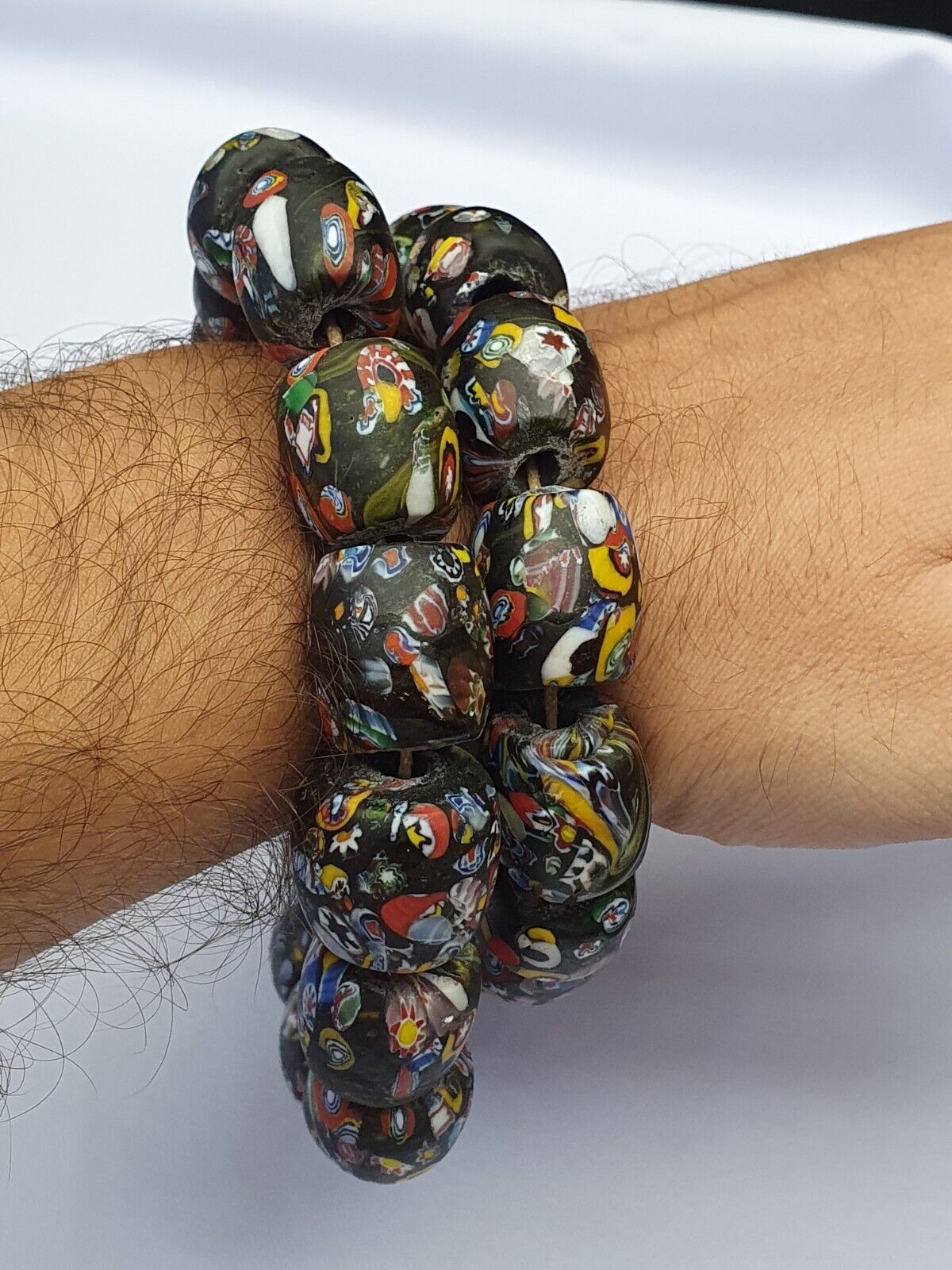 Art Deco Venerano Moretti Millefiori Mosaic Glass Beads Big And Heavy Beads