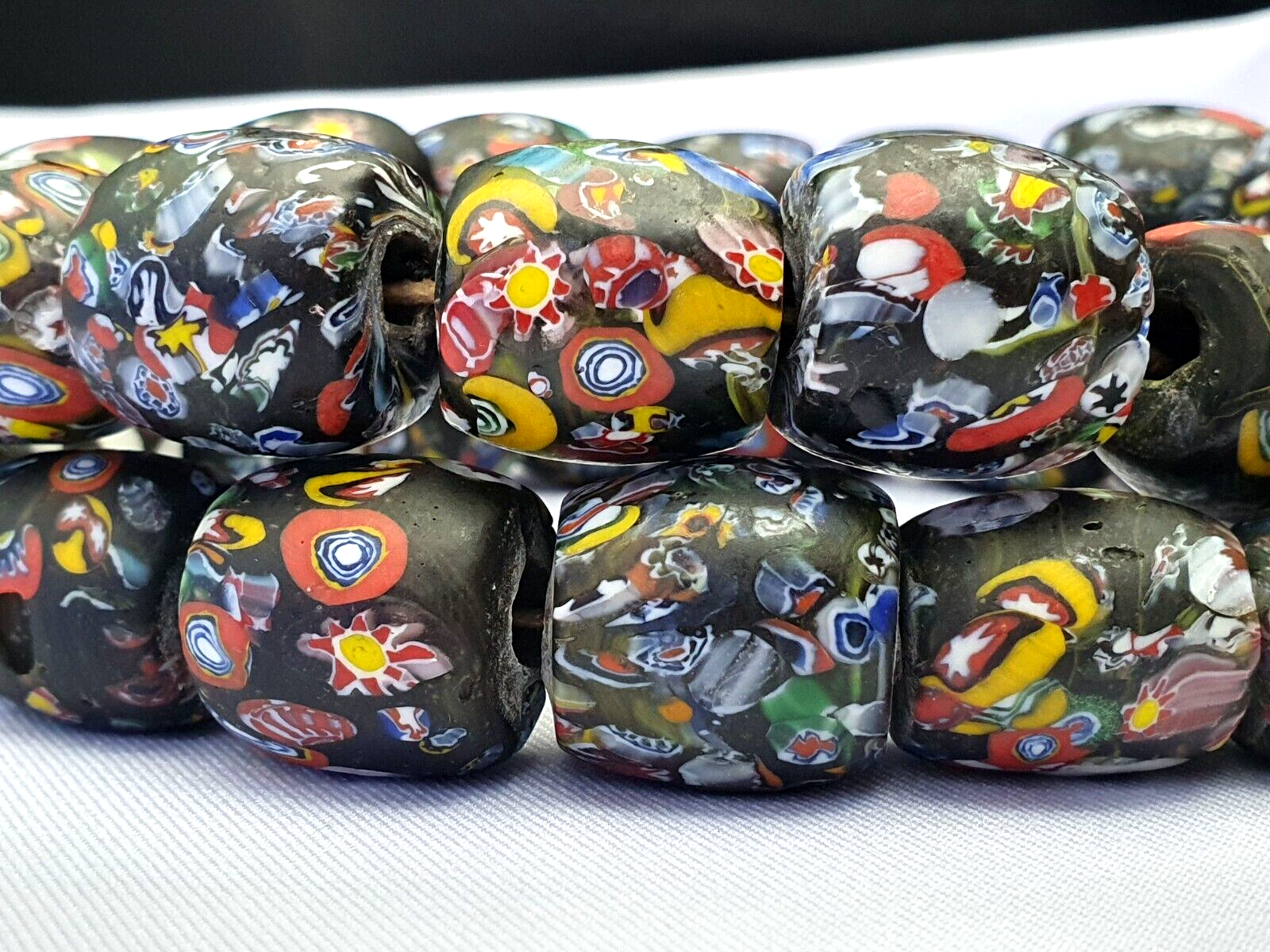 Art Deco Venerano Moretti Millefiori Mosaic Glass Beads Big And Heavy Beads