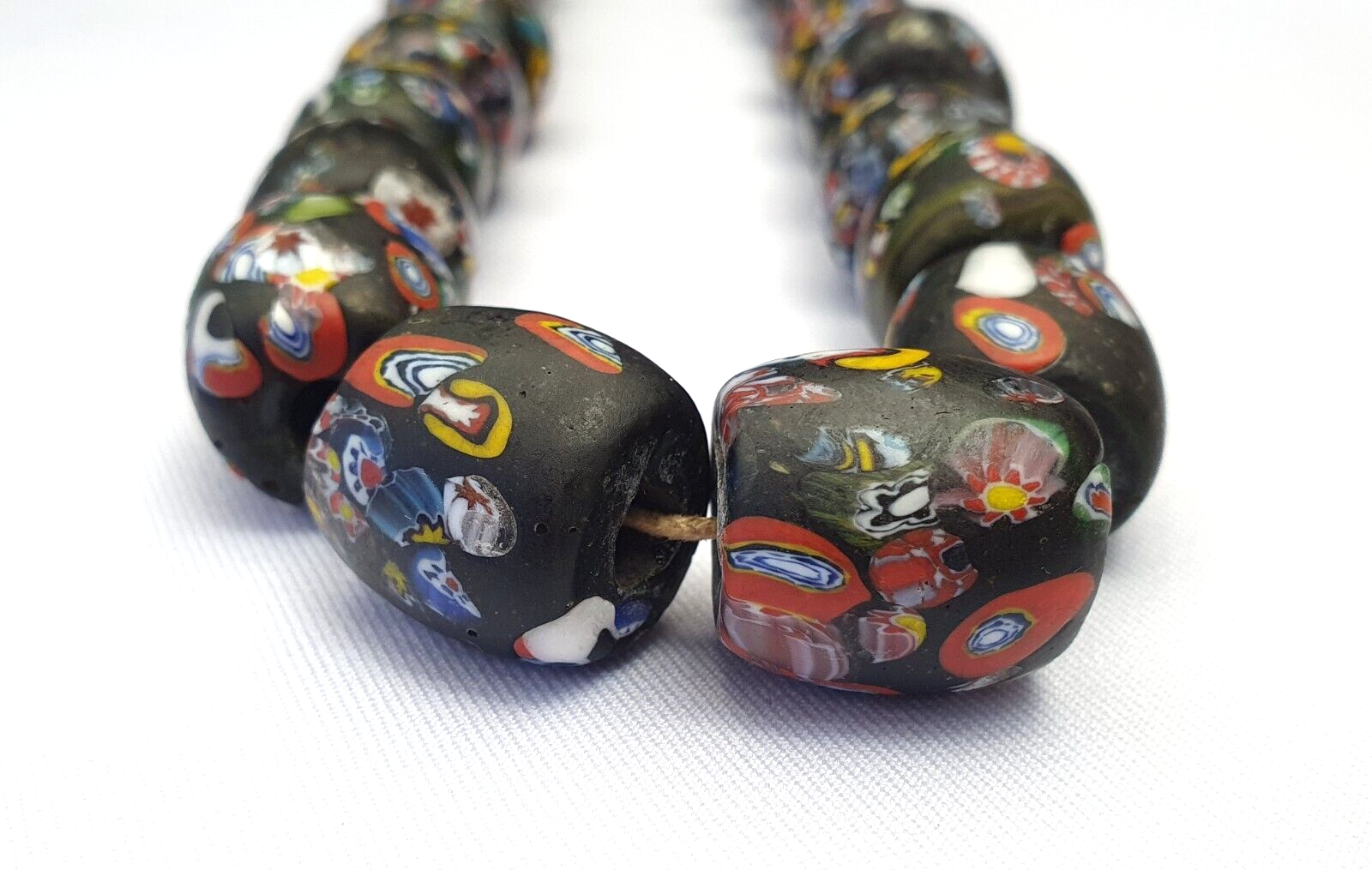 Art Deco Venerano Moretti Millefiori Mosaic Glass Beads Big And Heavy Beads