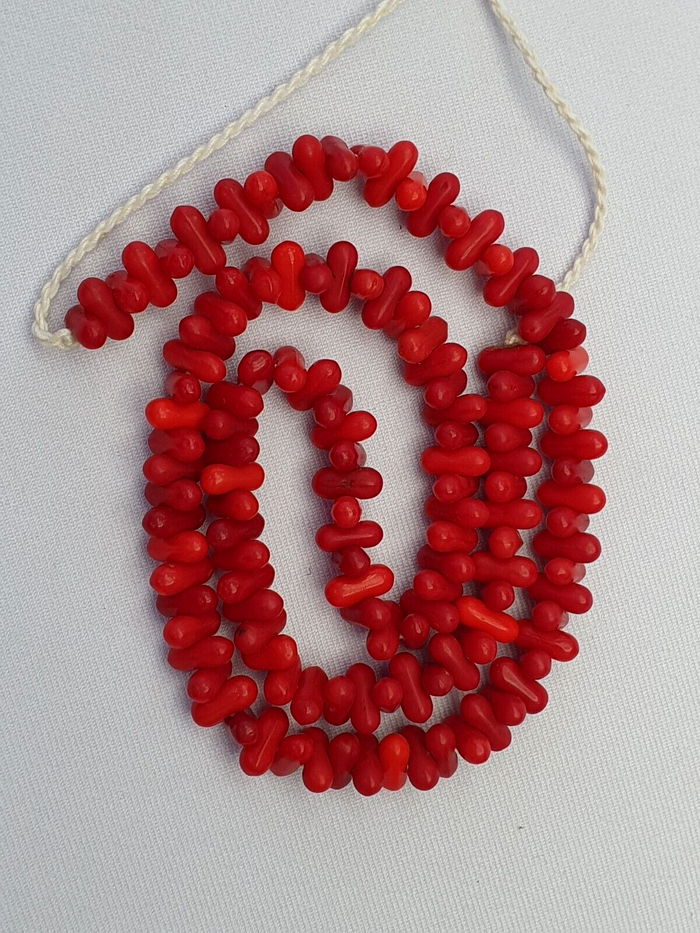 Authentic Old Beads Vintage Red Color Glass Beads Jewelry Necklace
