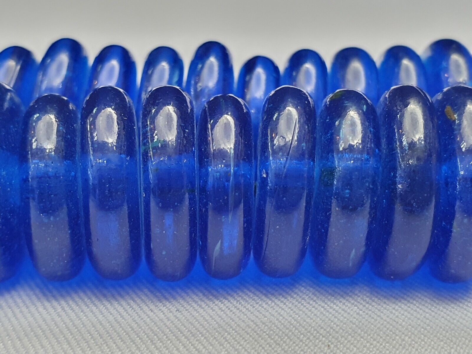 Vintage COBALT BLUE TRADE BEADS GLASS Donuts / NECKLACE - 135 Beads
