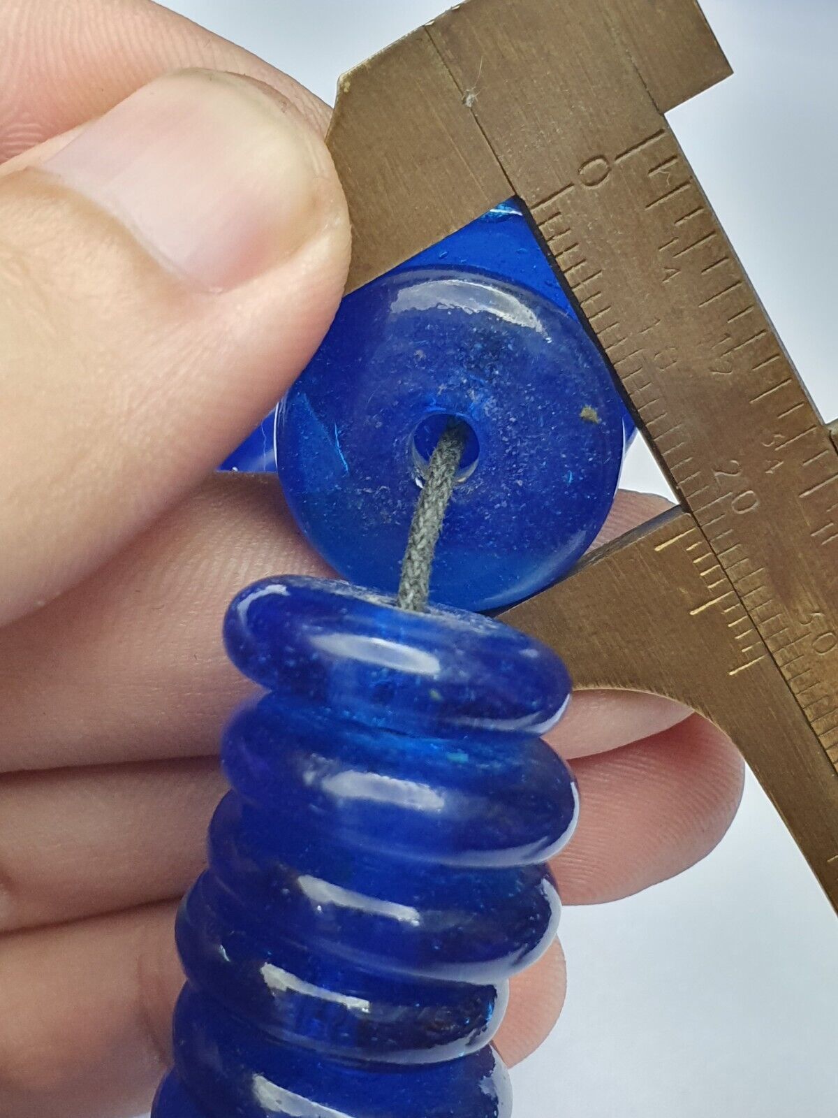 Vintage COBALT BLUE TRADE BEADS GLASS Donuts / NECKLACE - 135 Beads