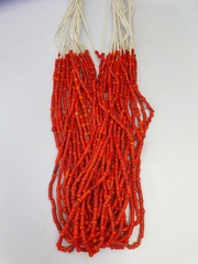 East Oasis Old Red Glass Trade Bead Necklace - Antique Mixed Size Strand Jewelry
