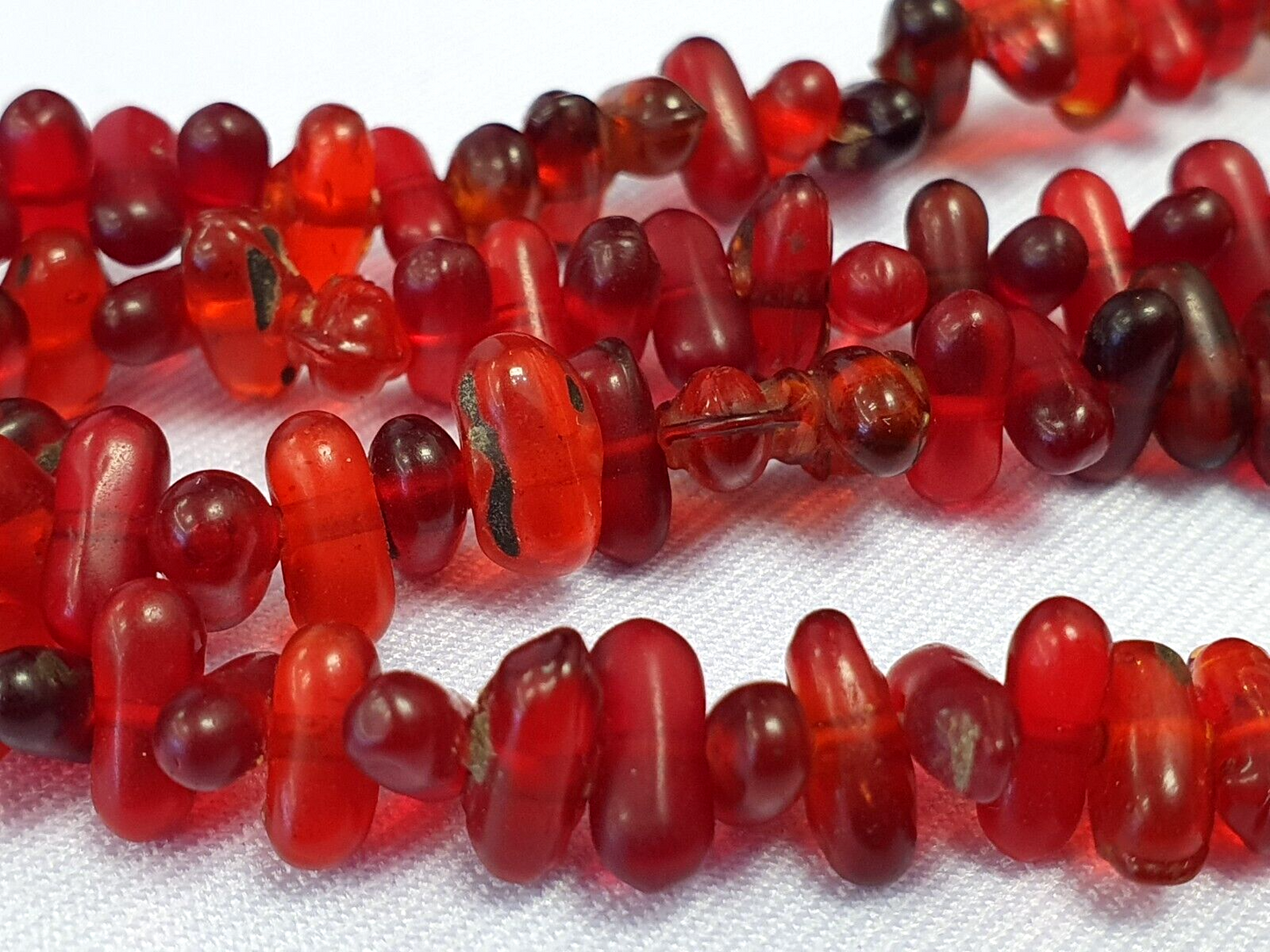 Alte Perlen Vintage rote Glasperlen Schmuck Halskette