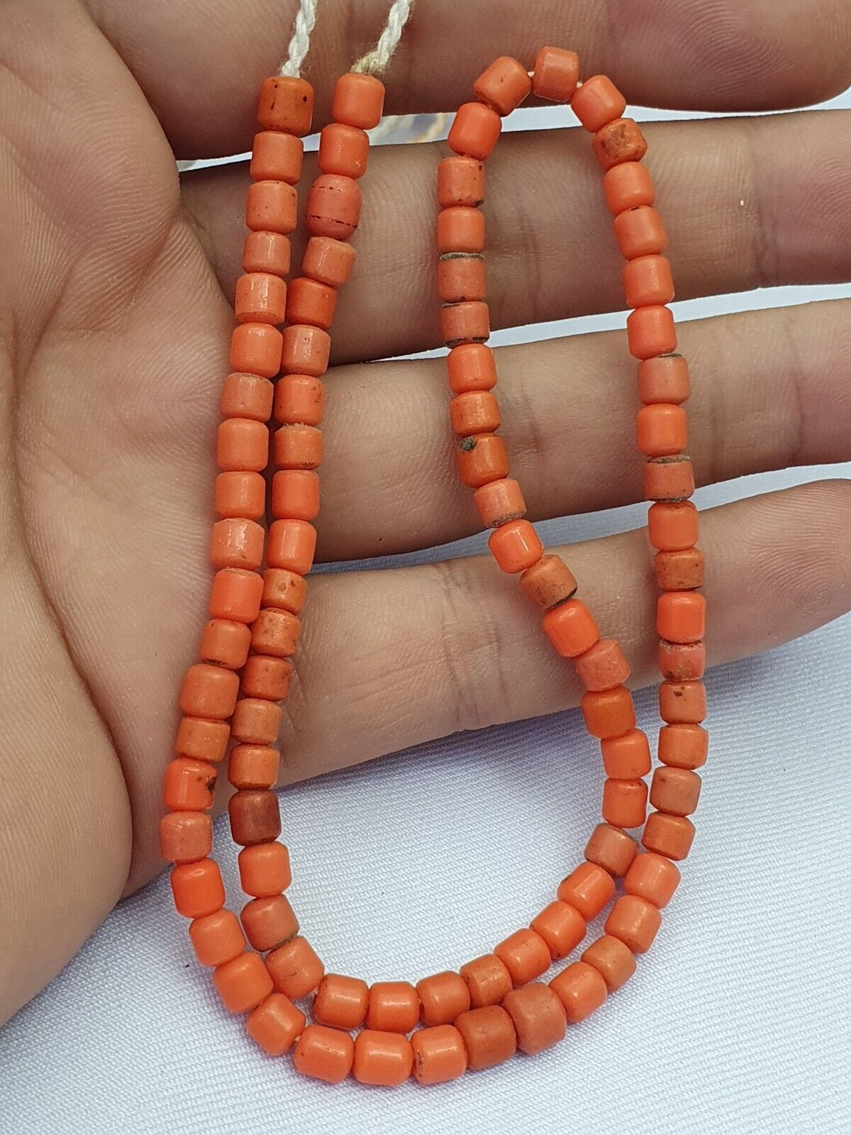 Alte Perlen Antike orange Farbe Glasperlen Schmuck Halskette 