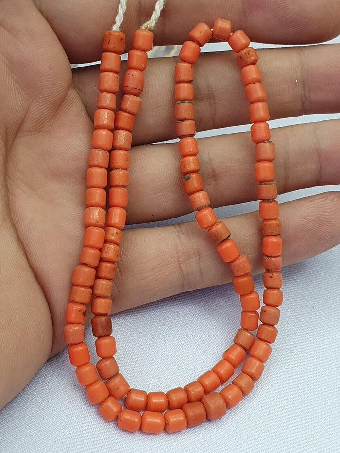 Old Beads Ancient Orange Color Glass Beads Jewelry Necklace