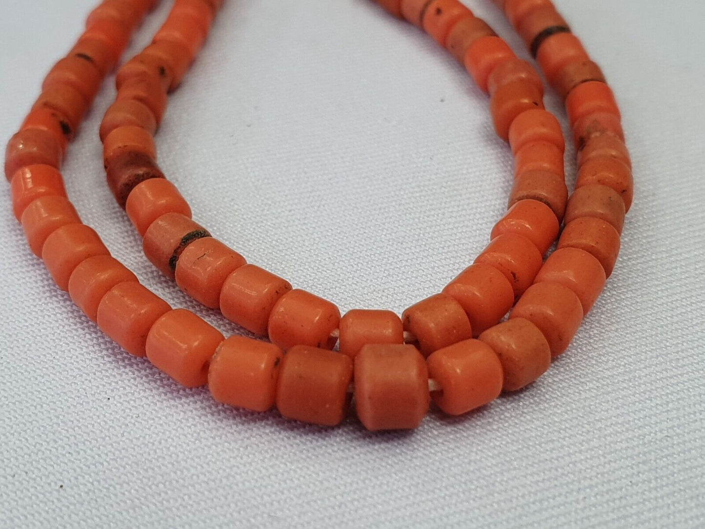 Alte Perlen Antike orange Farbe Glasperlen Schmuck Halskette 