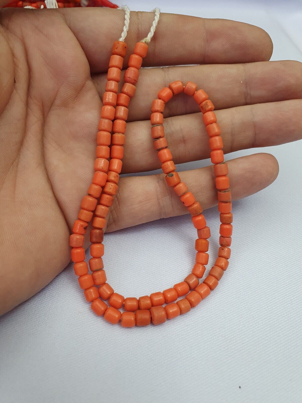 Alte Perlen Antike orange Farbe Glasperlen Schmuck Halskette 