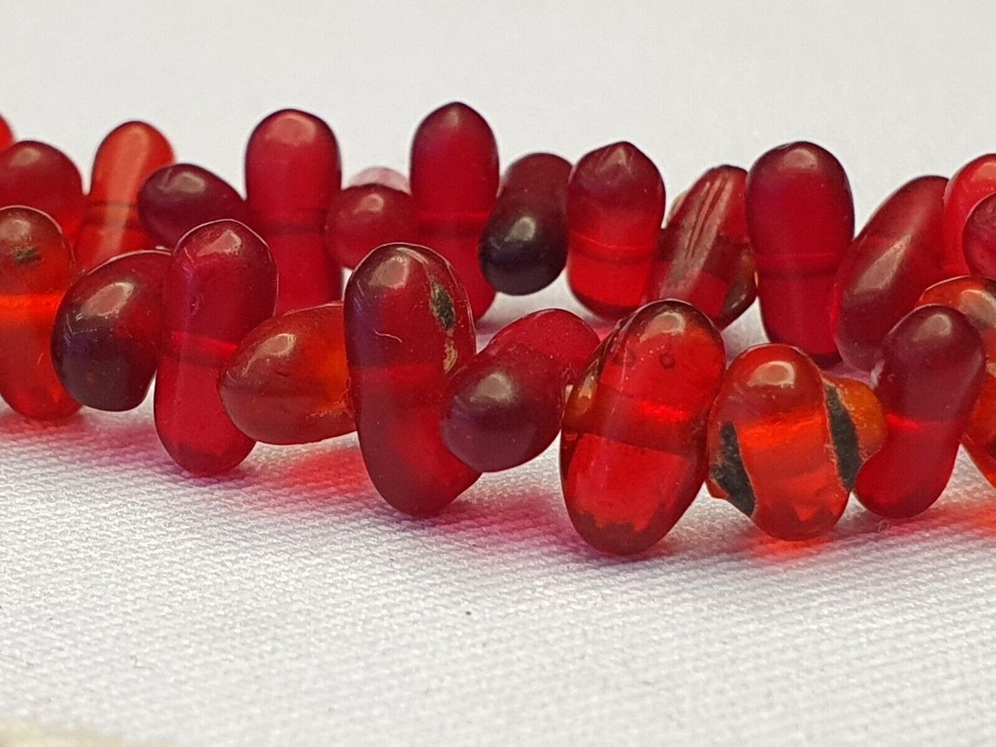 Alte Perlen Vintage rote Glasperlen Schmuck Halskette