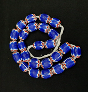 East Oasis Vintage Venetian Chevron Trade Beads - Six Layer Blue Glass 22 Inch Strand