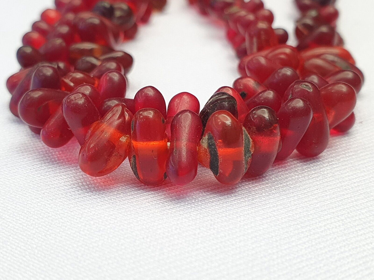 Alte Perlen Vintage rote Glasperlen Schmuck Halskette