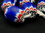 East Oasis Vintage Venetian Chevron Trade Beads - Six Layer Blue Glass 22 Inch Strand