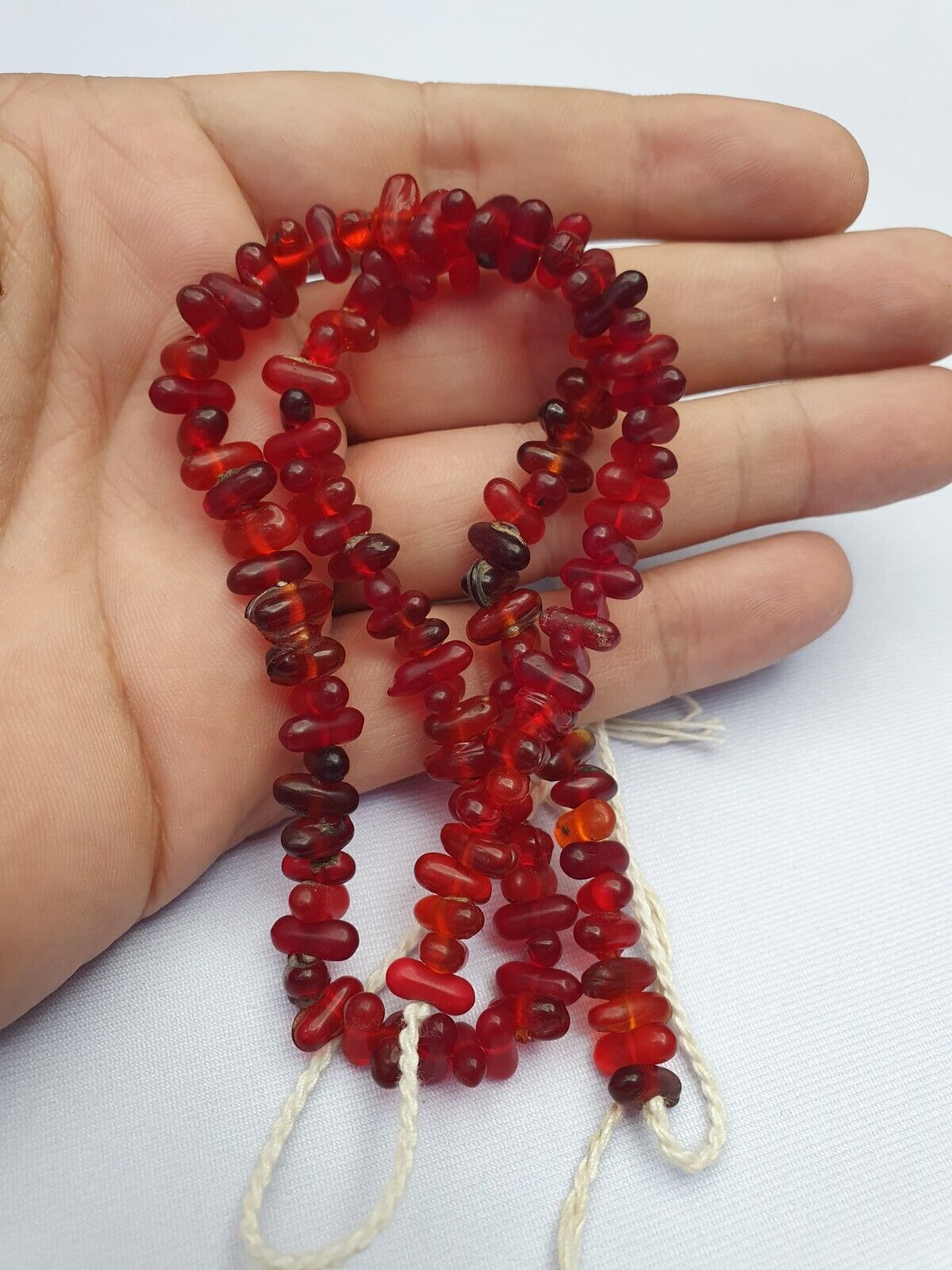 Alte Perlen Vintage rote Glasperlen Schmuck Halskette