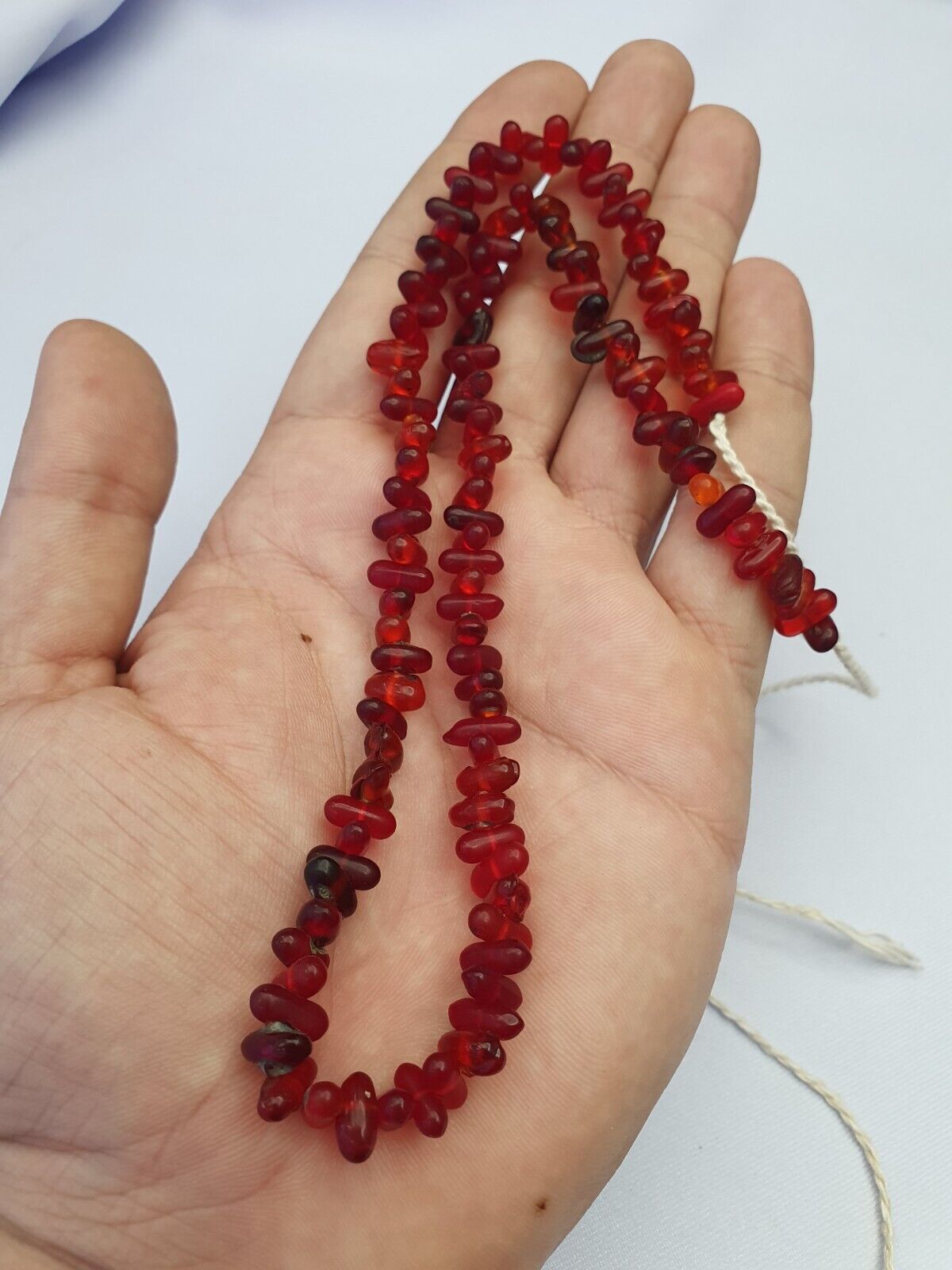Alte Perlen Vintage rote Glasperlen Schmuck Halskette
