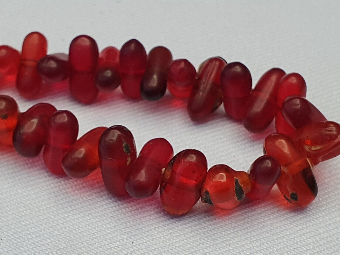 Alte Perlen Vintage rote Glasperlen Schmuck Halskette