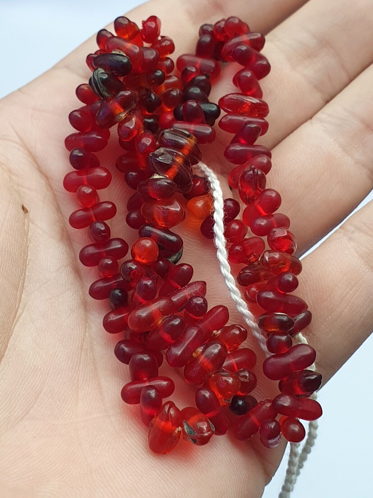 Alte Perlen Vintage rote Glasperlen Schmuck Halskette