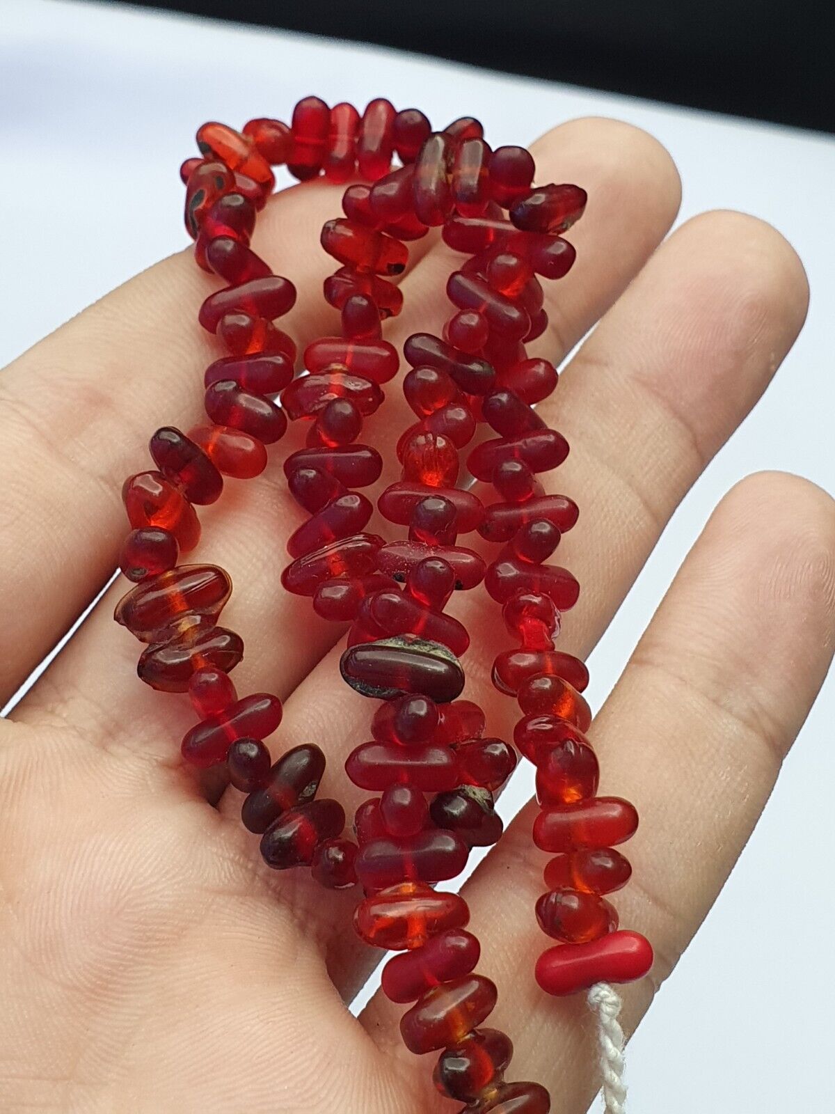 Alte Perlen Vintage rote Glasperlen Schmuck Halskette