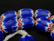 East Oasis Vintage Venetian Chevron Trade Beads - Six Layer Blue Glass 22 Inch Strand