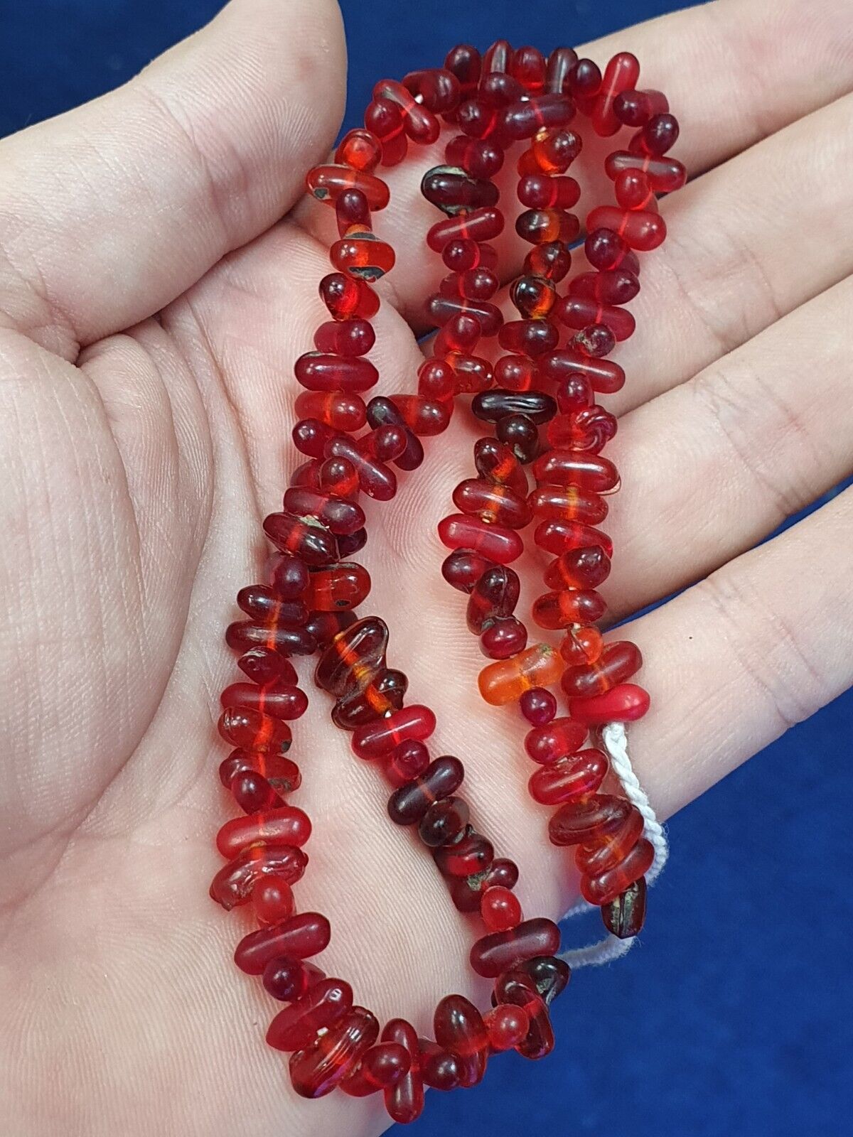 Alte Perlen Vintage rote Glasperlen Schmuck Halskette